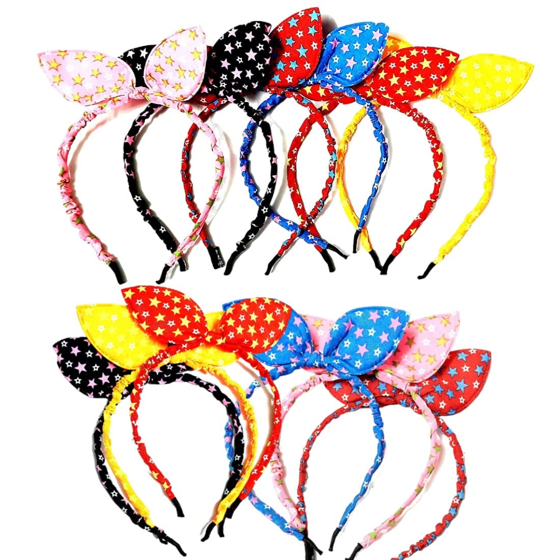 Samyak Pack Of 12 Rabbit Ear Hairbands Headbands For Kids Girls Hair Accessory Set