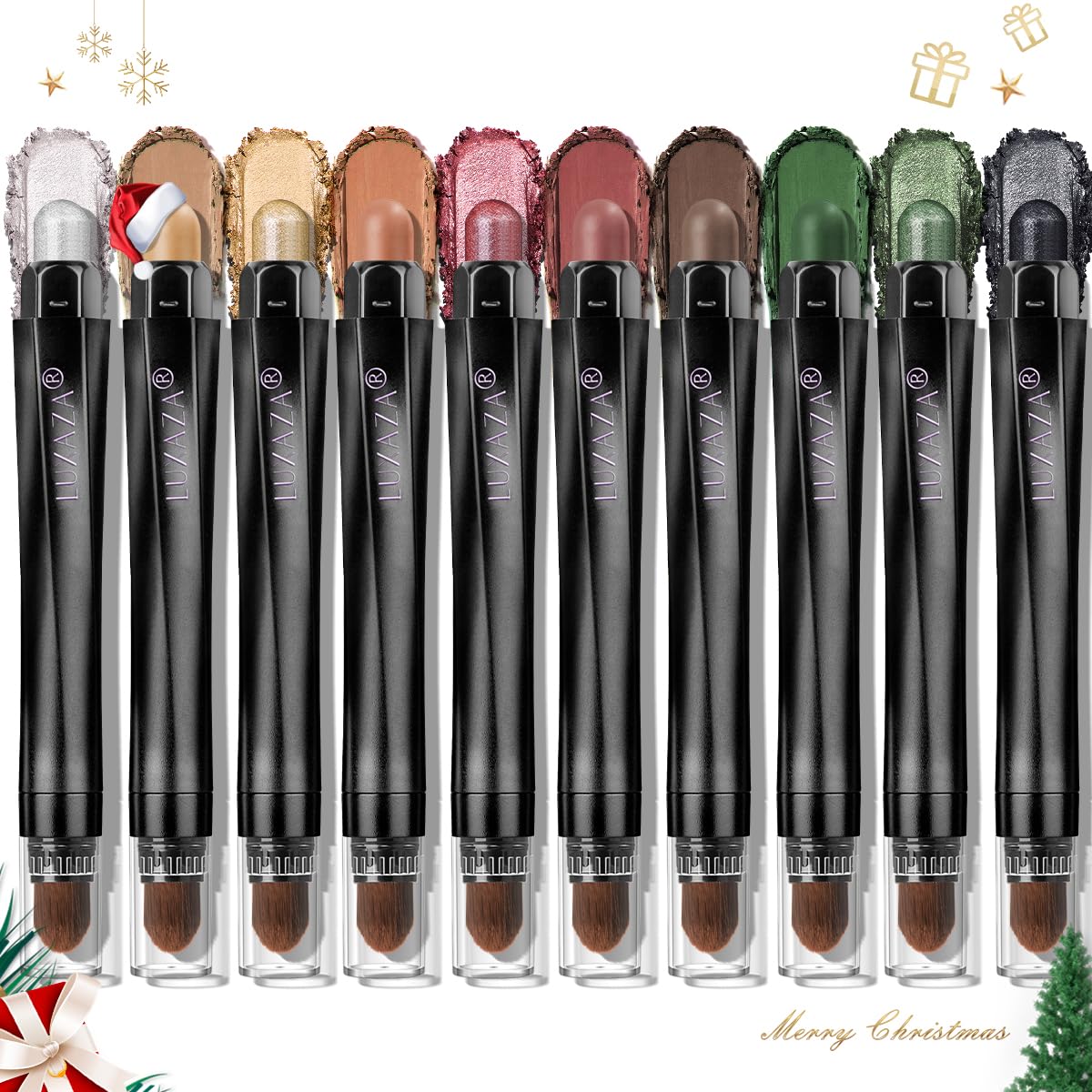 10Pcs Eyeshadow Stick,Shimmer And Matte Neutral Brown Eye Shadow Sticks Pencil Crayon, Eye Brightener Stick With Crease-Proof Fo