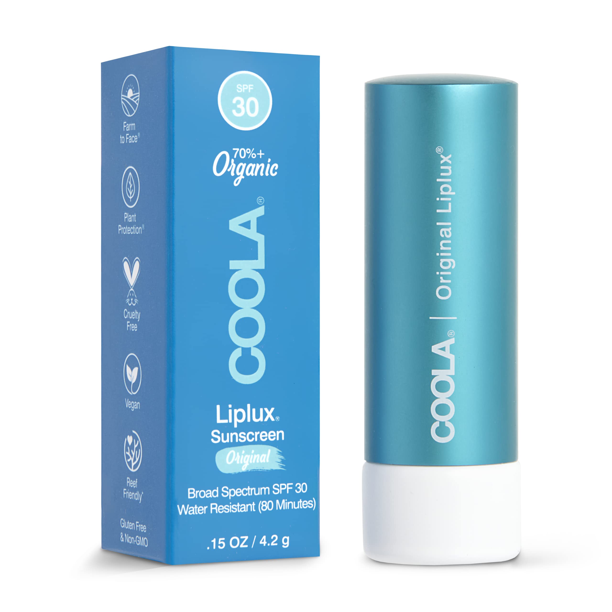 Coola Organic Liplux Lip Balm And Sunscreen With Spf 30, Dermatologist Tested Lip Care For Daily Protection, Vegan And Gluten Fr