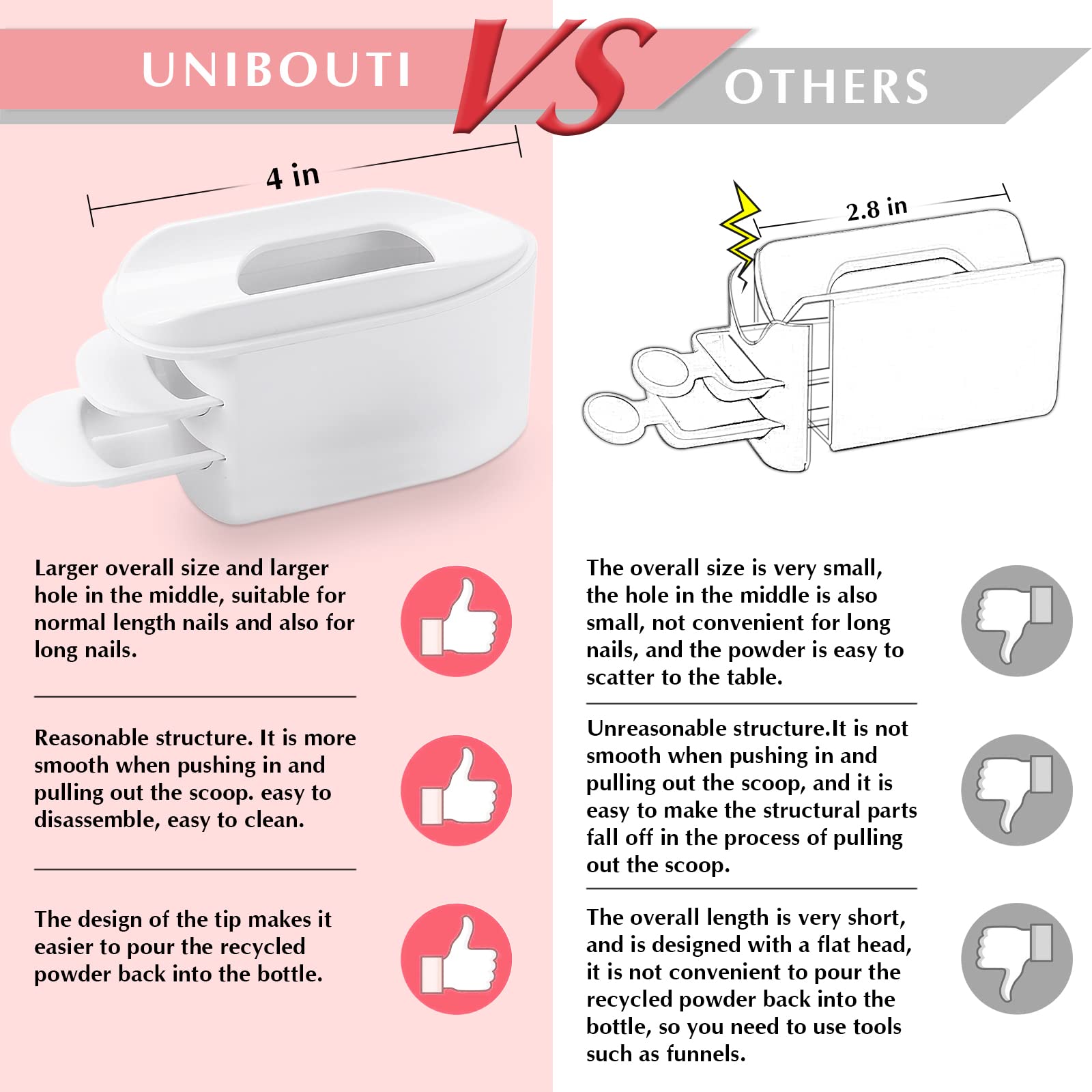 Unibouti Nail Dip Powder Recycling Tray System With Scoops And Cleaning Brush, Nail Art Accessories Makeup Tool Powder Glitter S