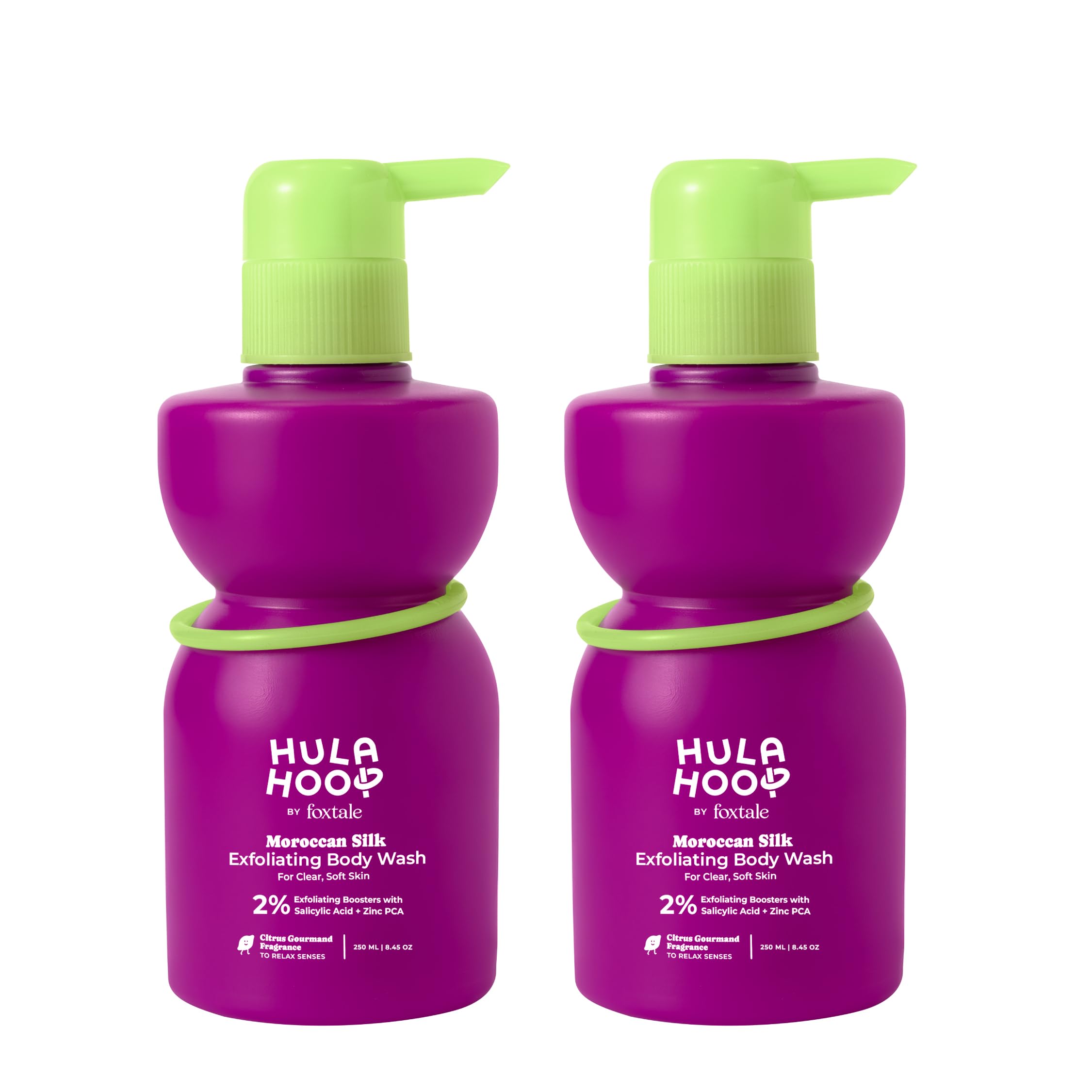 Hula Hoop Exfoliating Body Wash (2 Pcs) | 2% Salicylic Acid + Zinc Pca | Reduces Body Acne, Strawberry Legs & Tan | Exfoliates &