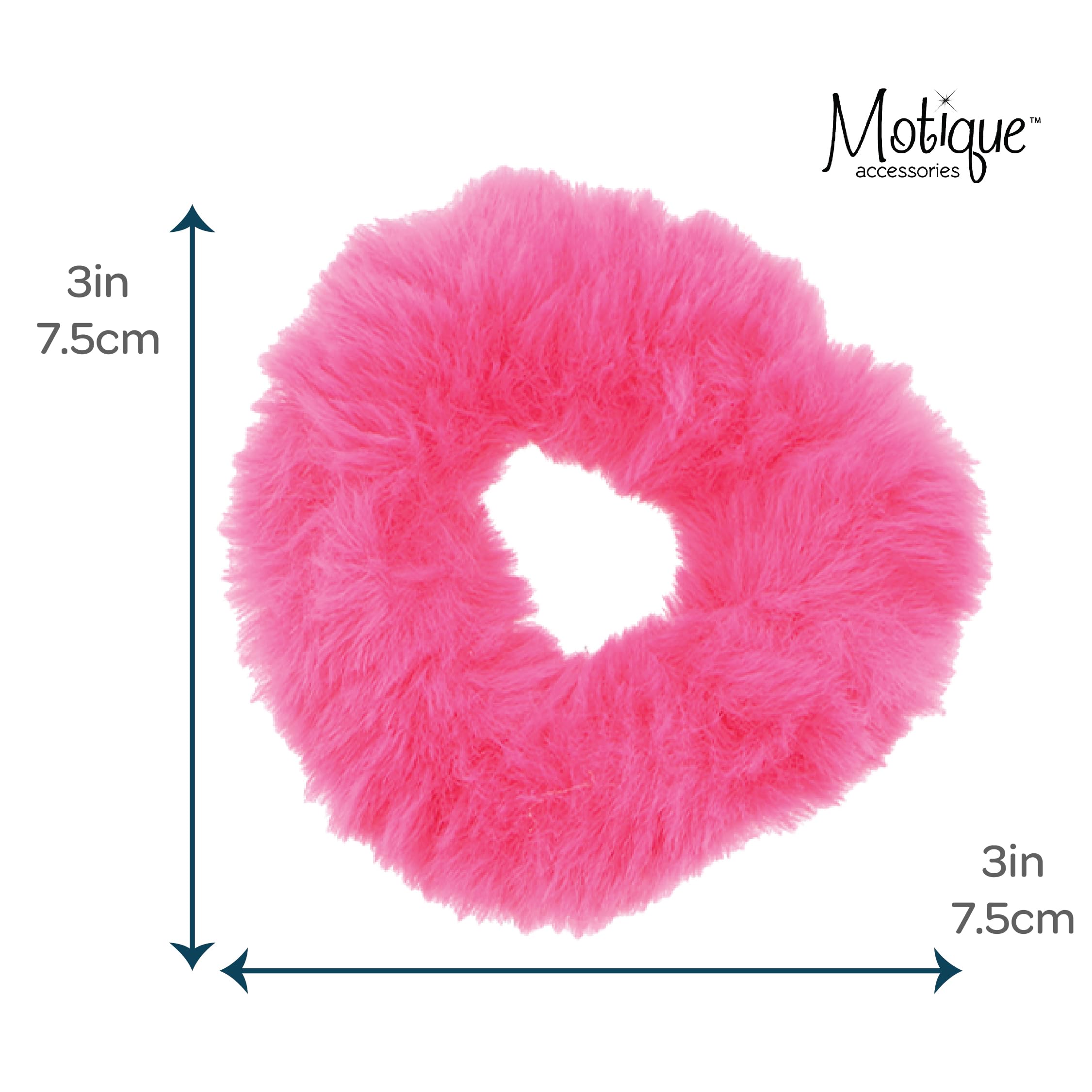 Small Fuzzy Fur Scrunchies Furry Pony Holder - Set Of 2 - Hot Pink