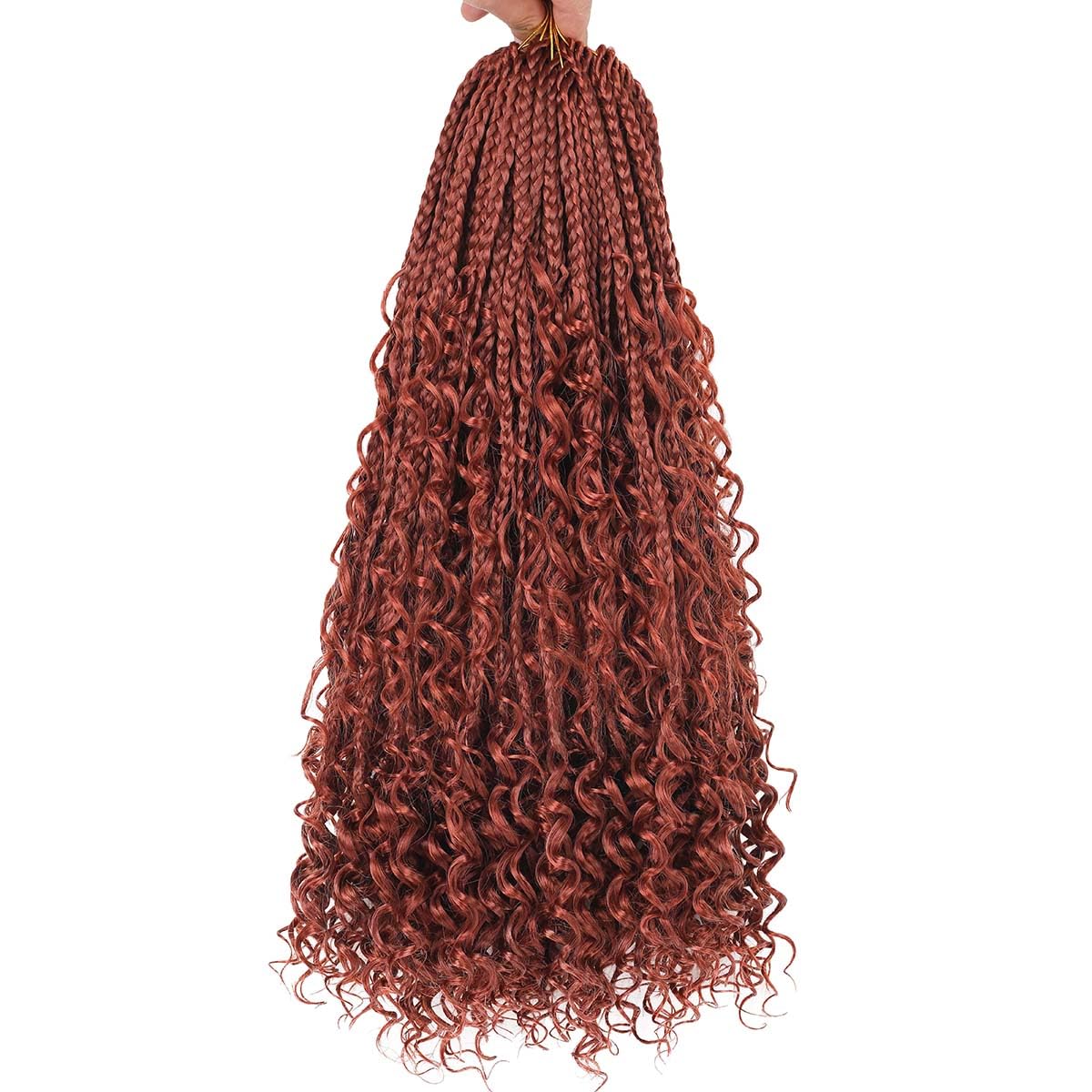 COOKOO 8 Pack Boho Box Braids Crochet Hair for Black Women 18 Inch Synthetic Pre Looped Goddess Box Braids Curly Ends Afro Knotl