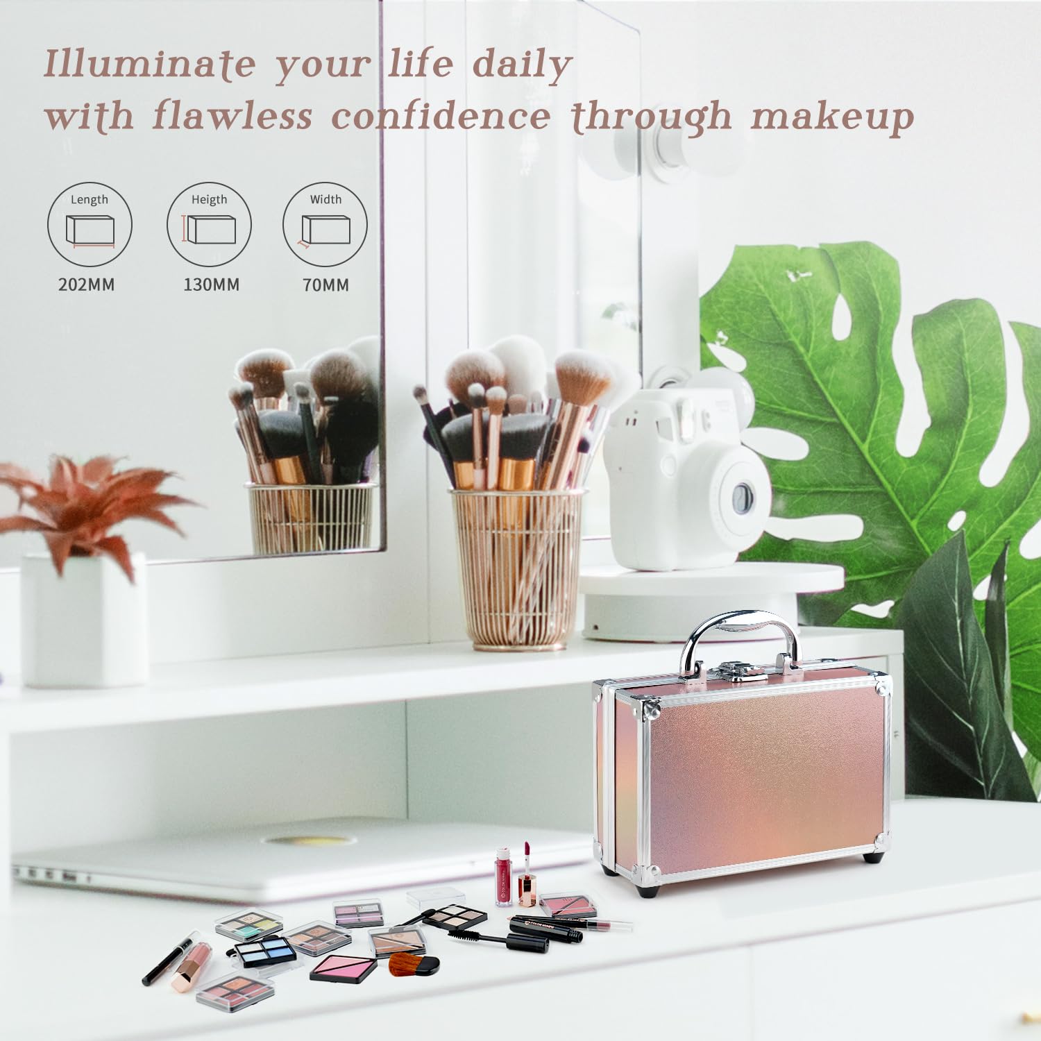 Color Nymph Beginner Makeup Kits For Teens With Train Case Included Full Makeup Kit Eyeshadow Palette Blushes Bronzer Highlighte