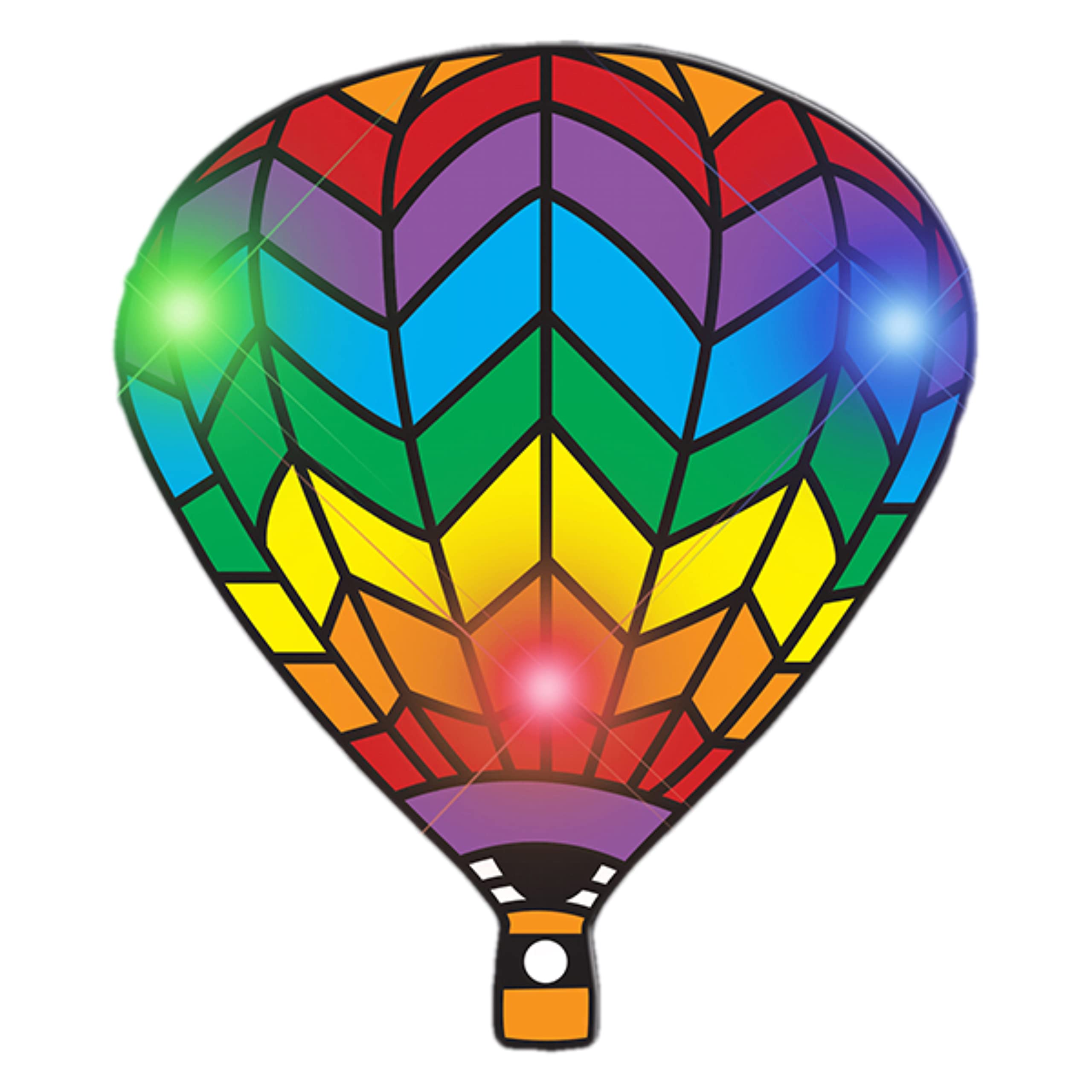 Hot Air Balloon Flashing Body Light Lapel Pins with 1 Blue, 1 Jade, 1 Red LED