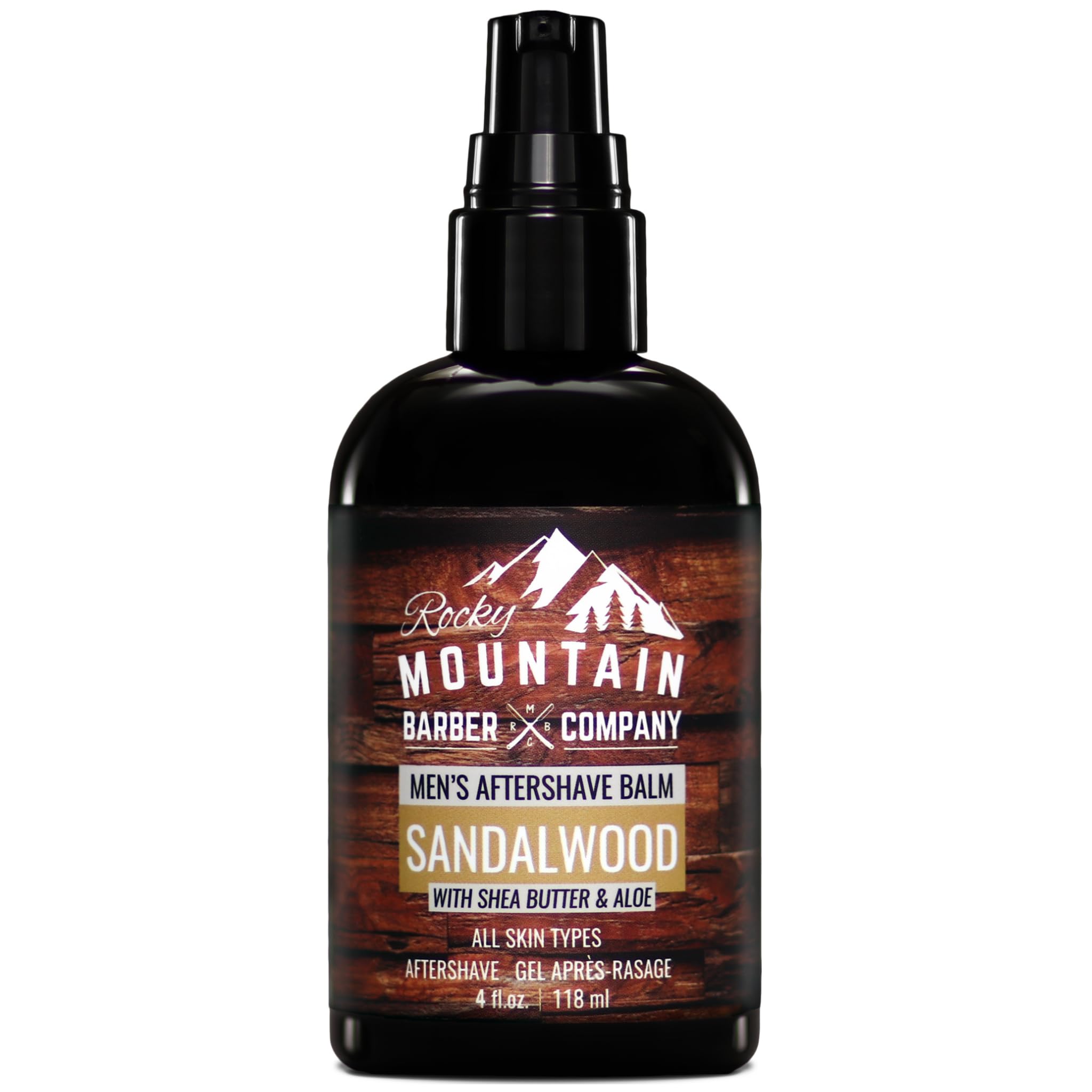 Rocky Mountain Barber Company Aftershave Balm for Men - with Sandalwood Essential Oil, Coconut Oil and Shea Butter - Applies Eas