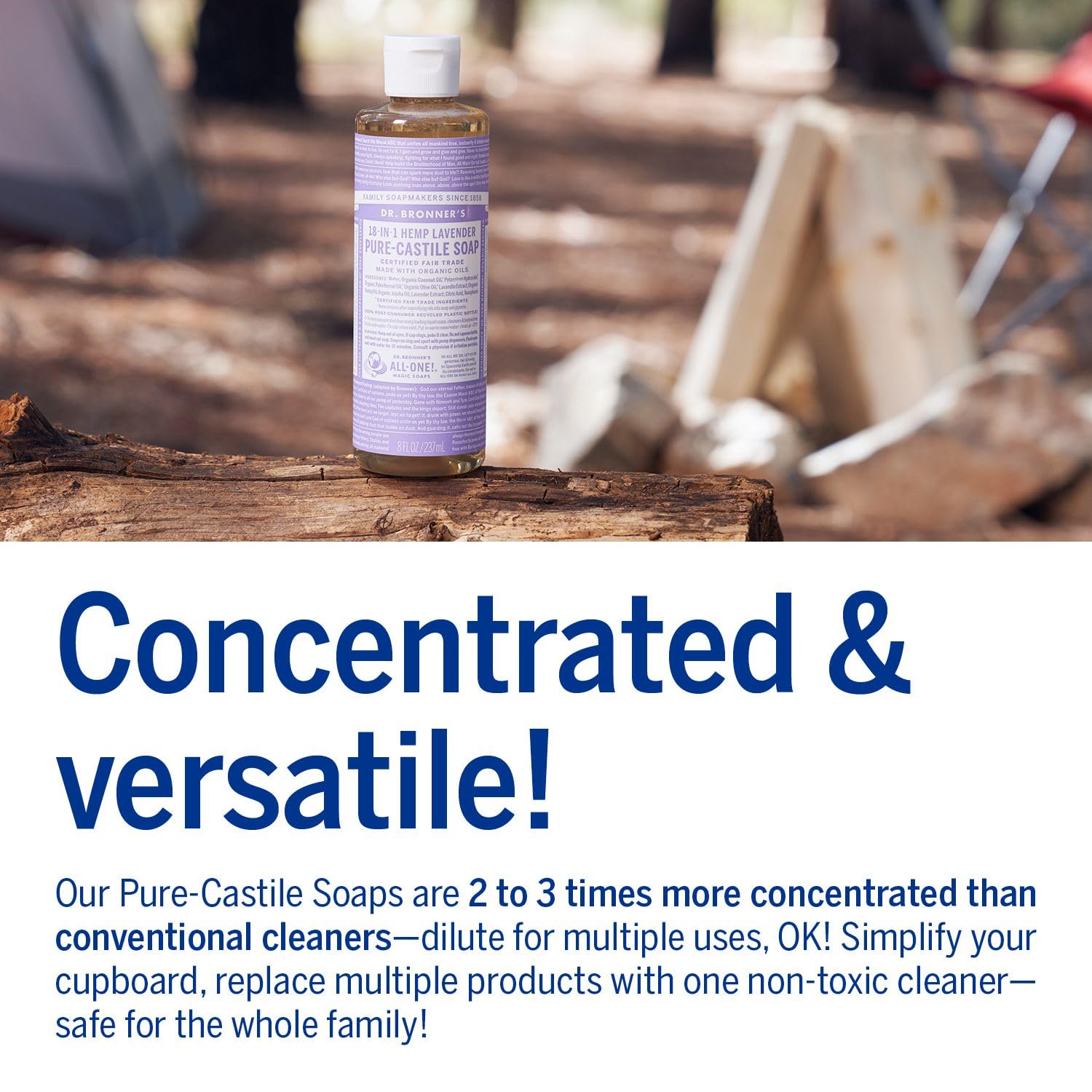 Dr. Bronner'S - Pure-Castile Liquid Soap (Lavender, 8 Ounce) - Made With Organic Oils, 18-In-1 Uses: Face, Body, Hair, Laundry,