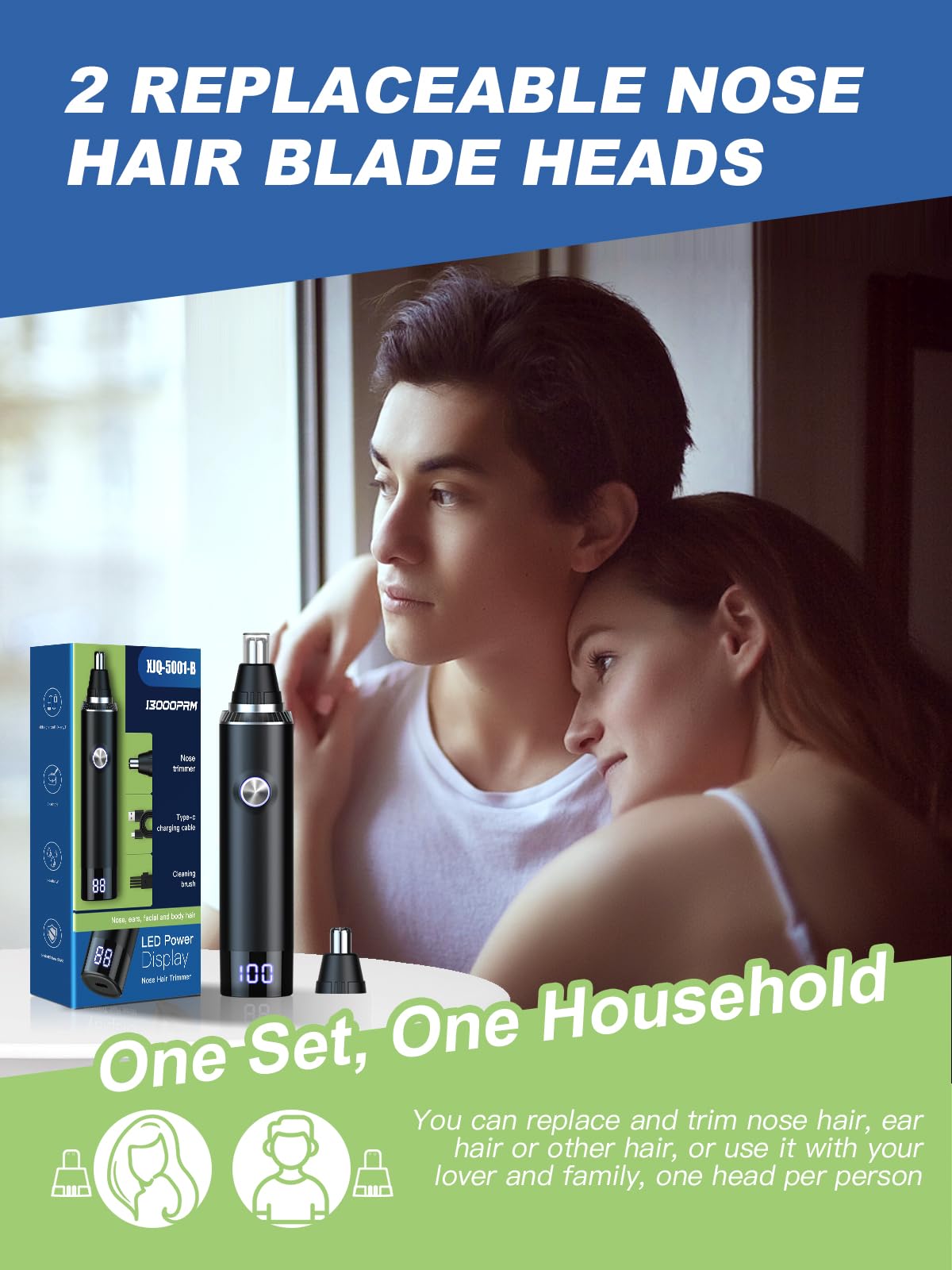 Ginity Ear & Nose Hair Trimmer With Led Display For Men Women,Painless Usb Rechargeable Eyebrow & Facial & Nose Hair Trimmer Cli