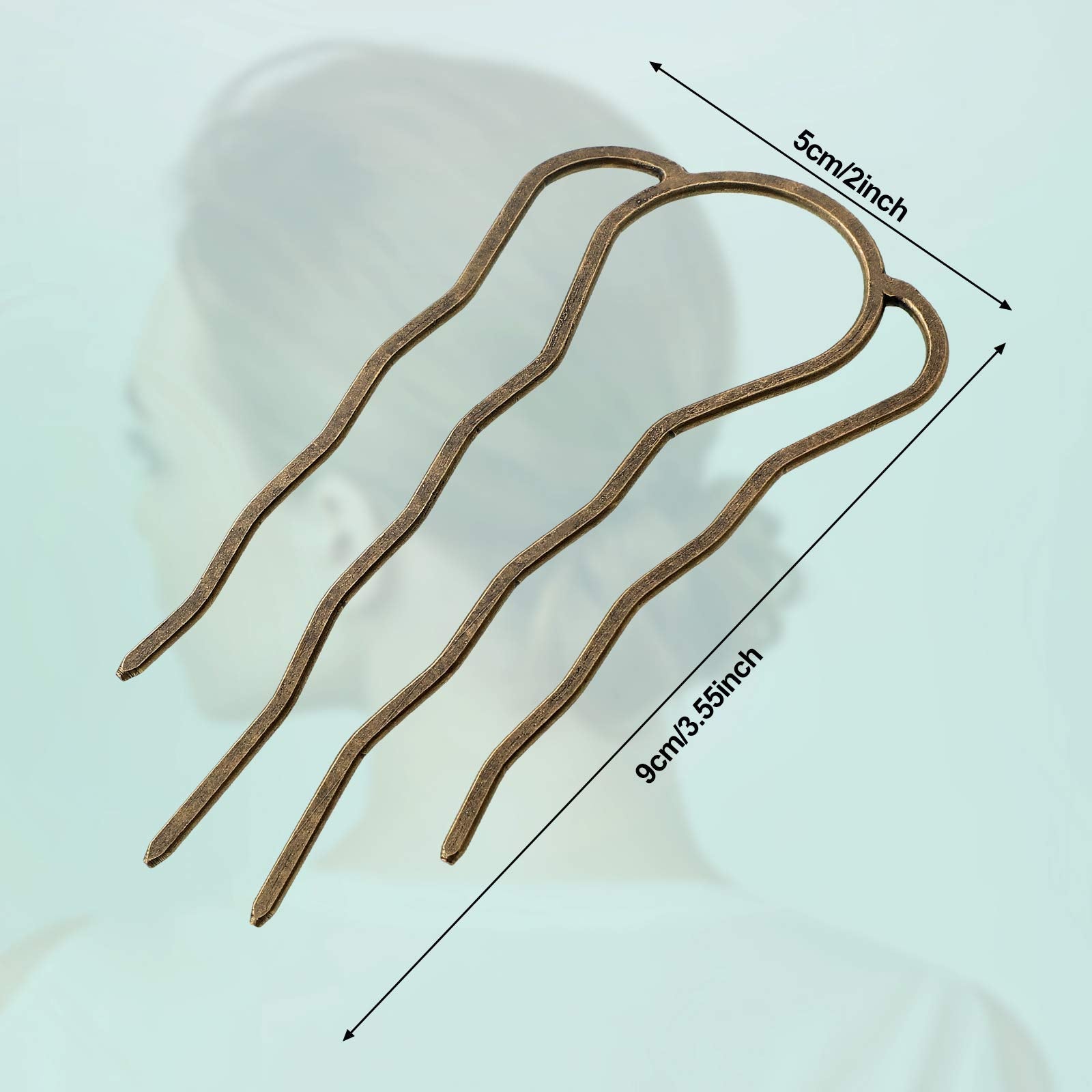 6 Pieces Hair Fork Clip Stick 87 mm Side Hair Comb 4 Prong Hair Updo Bun Hairpin Sticks Alloy Hair Clips Grips for Women Hair St