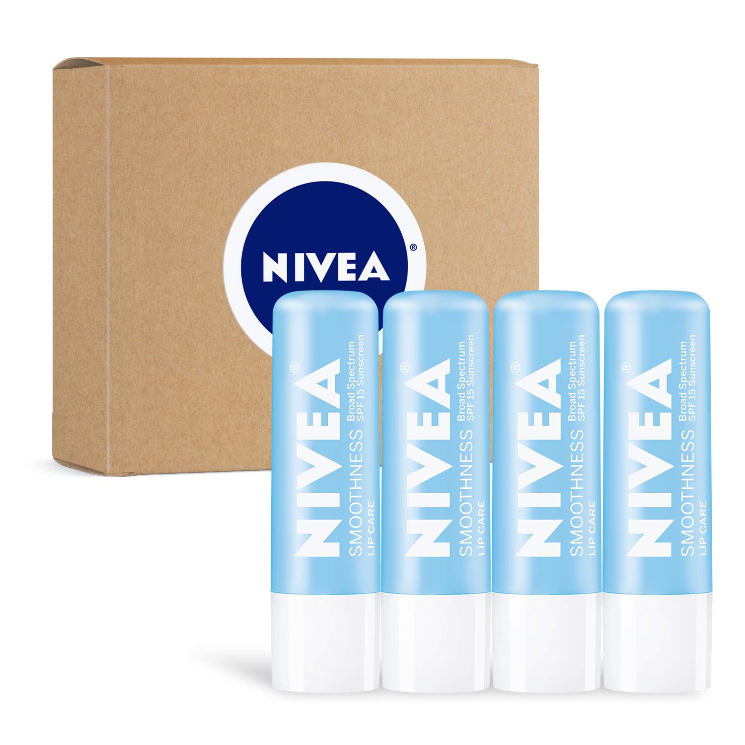 NIVEA Smoothness Lip Care, Lip Balm SPF 15, Mineral Oil Free Lip Moisturizer with Shea Butter, Jojoba Oil and Avocado Oil, 0.17 