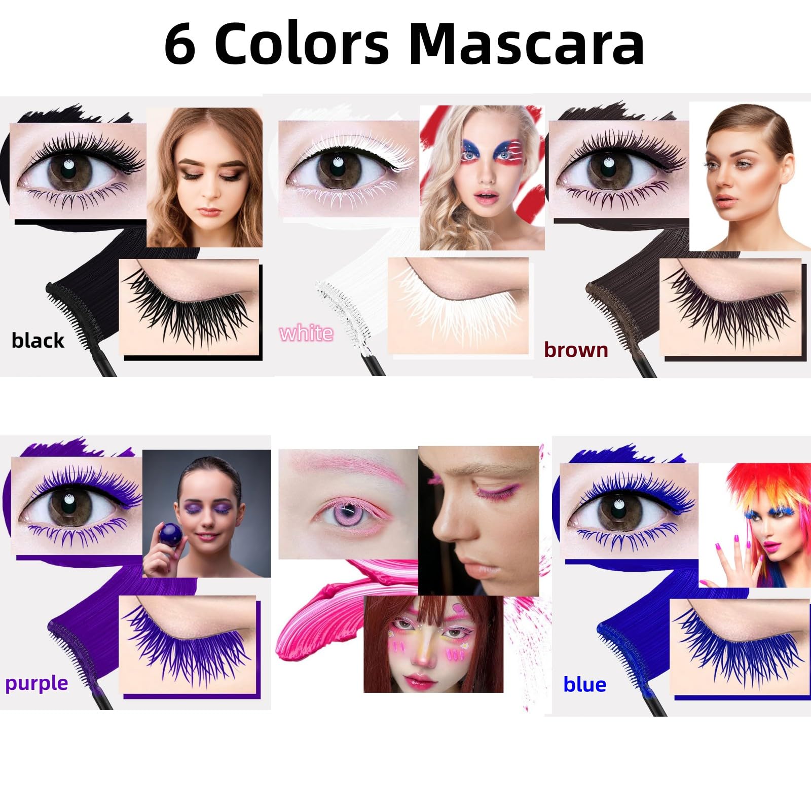 Lgszgdcn 6 Colors Lashes Mascara Eyes Waterproof Fast Dry Eyelashes Curling Lengthening Makeup Eye Lengthening, Lifting, Curling
