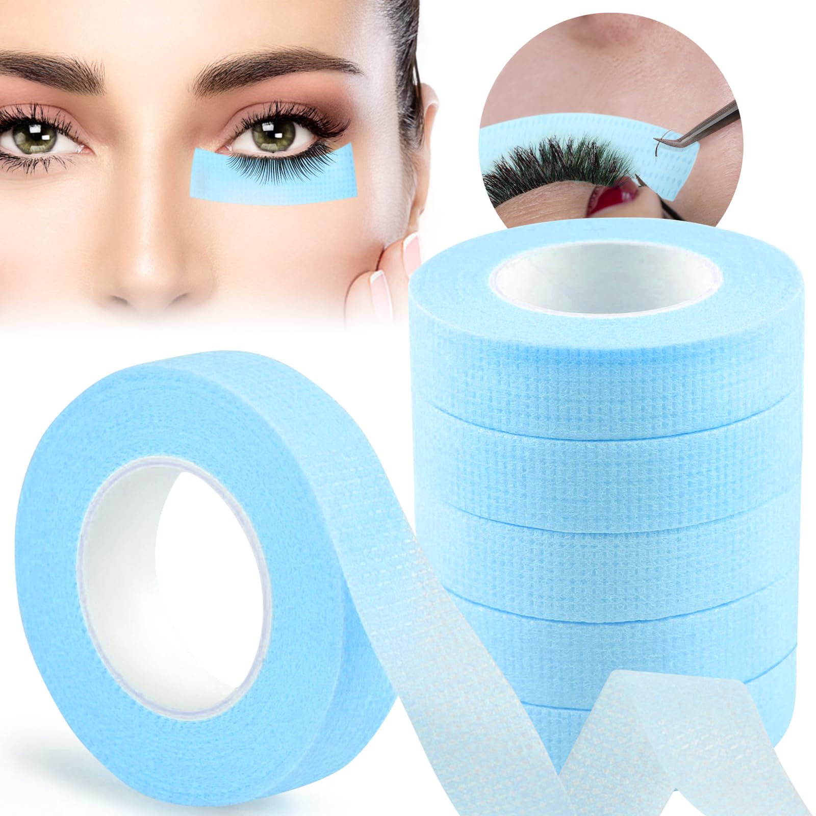 6 Rolls Eyelash Extension Tape Ebanku Adhesive Breathable Blue Lash Tape Micropore Fabric Under Eye Tape For Eyelash Extension S