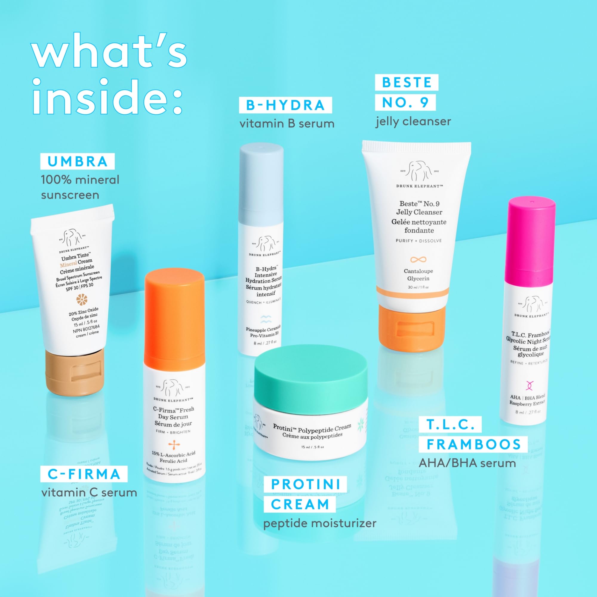 Drunk Elephant The Littles 7.0 - Includes Six Travel-Friendly A.M. and P.M. Essentials - Free of Essential Oils, Silicones & Fra