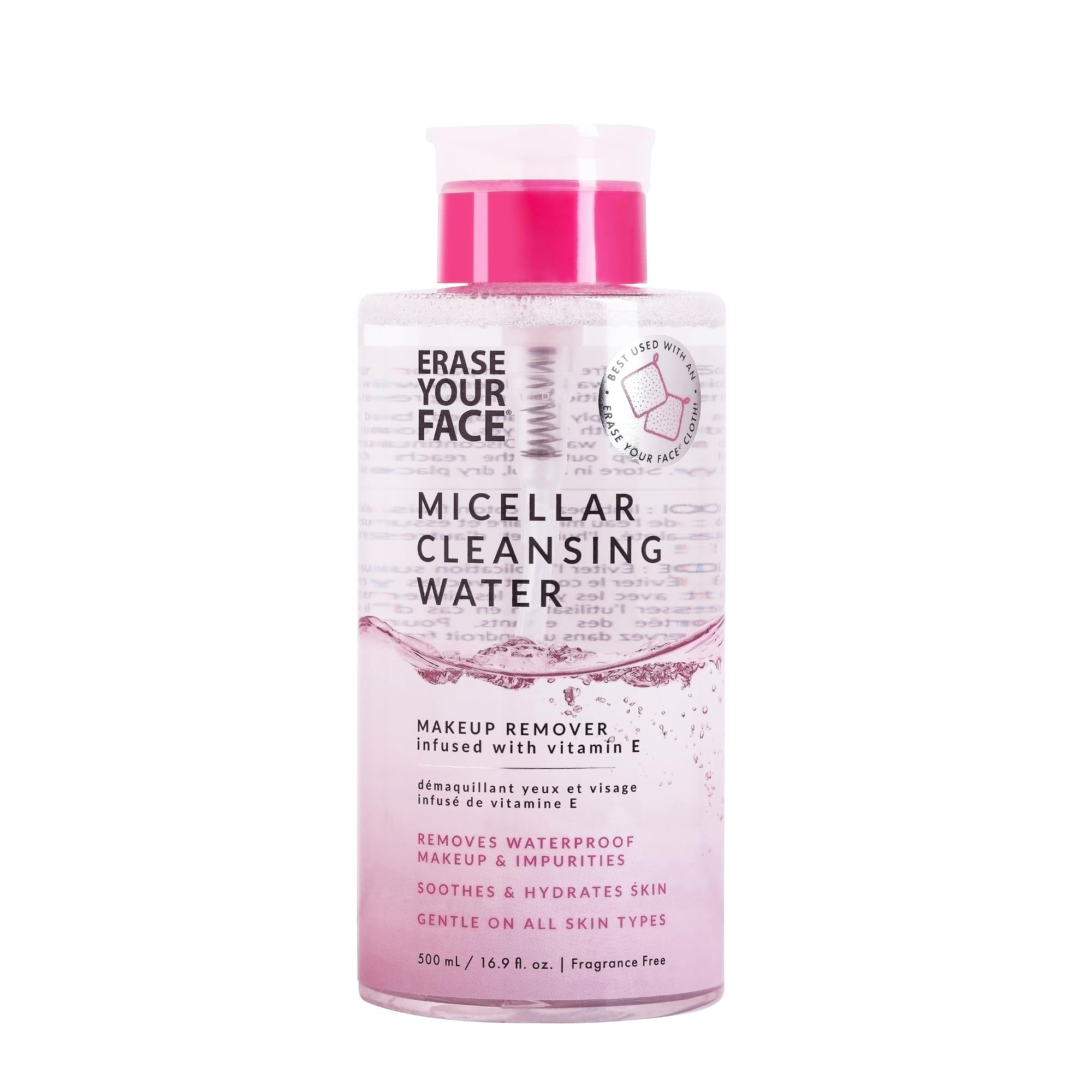 ERASE YOUR FACE Micellar Cleansing Water - Hydrating Micellar Water to Help Remove Makeup, Cleanse Skin & Reveal a Soft, Radiant