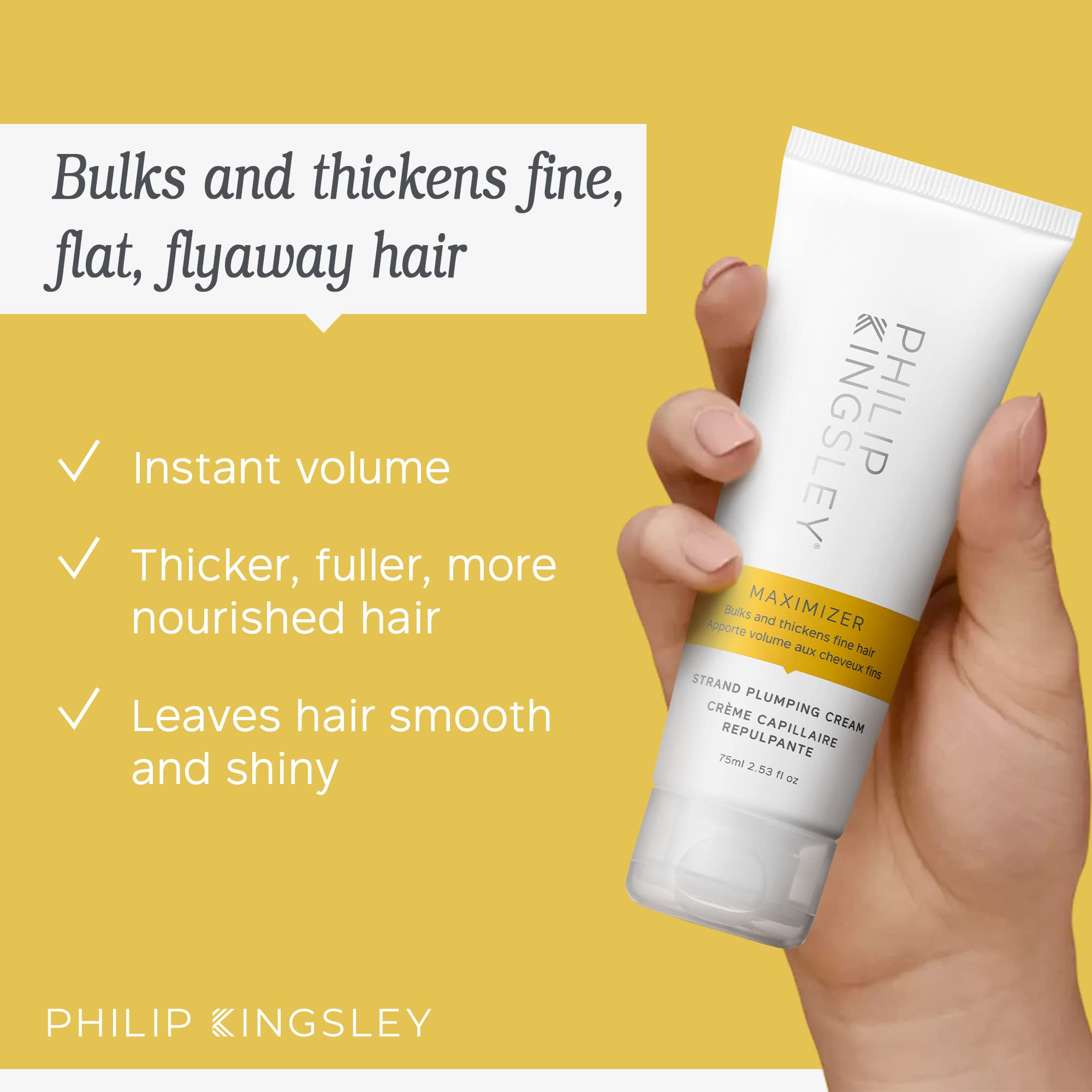 PHILIP KINGSLEY | Maximizer Strand Plumping Cream | Volume for Hair Smoothing | Volumizing for Fine, Flat, Limp, Flyaway Hair |