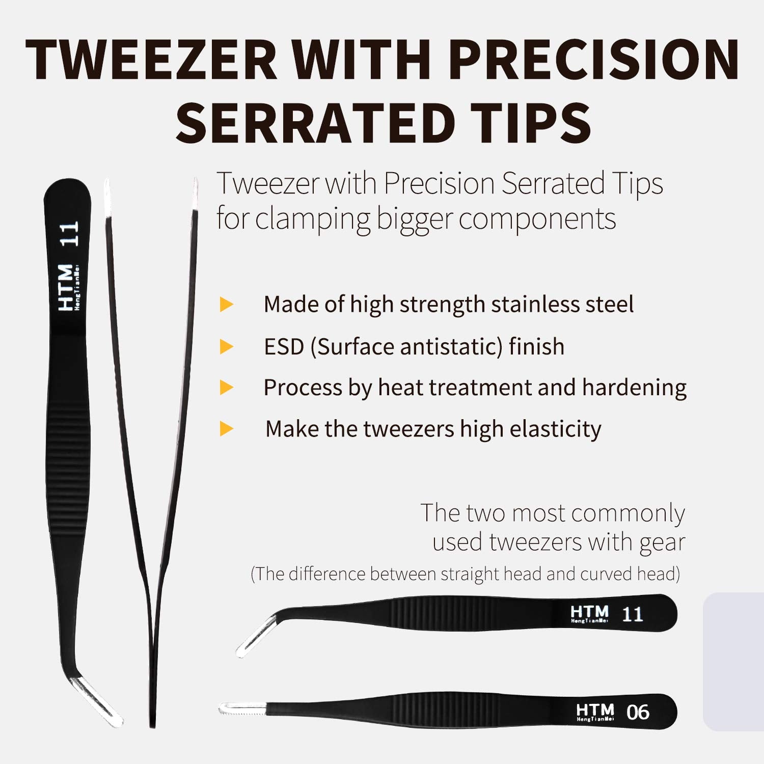 Precision Craft Tweezers Set,3 Pcs Pointed Tweezers,2 Pcs Curved Tweezers,2 Pcs Precision Serrated Tweezers For Eyelash Extensio