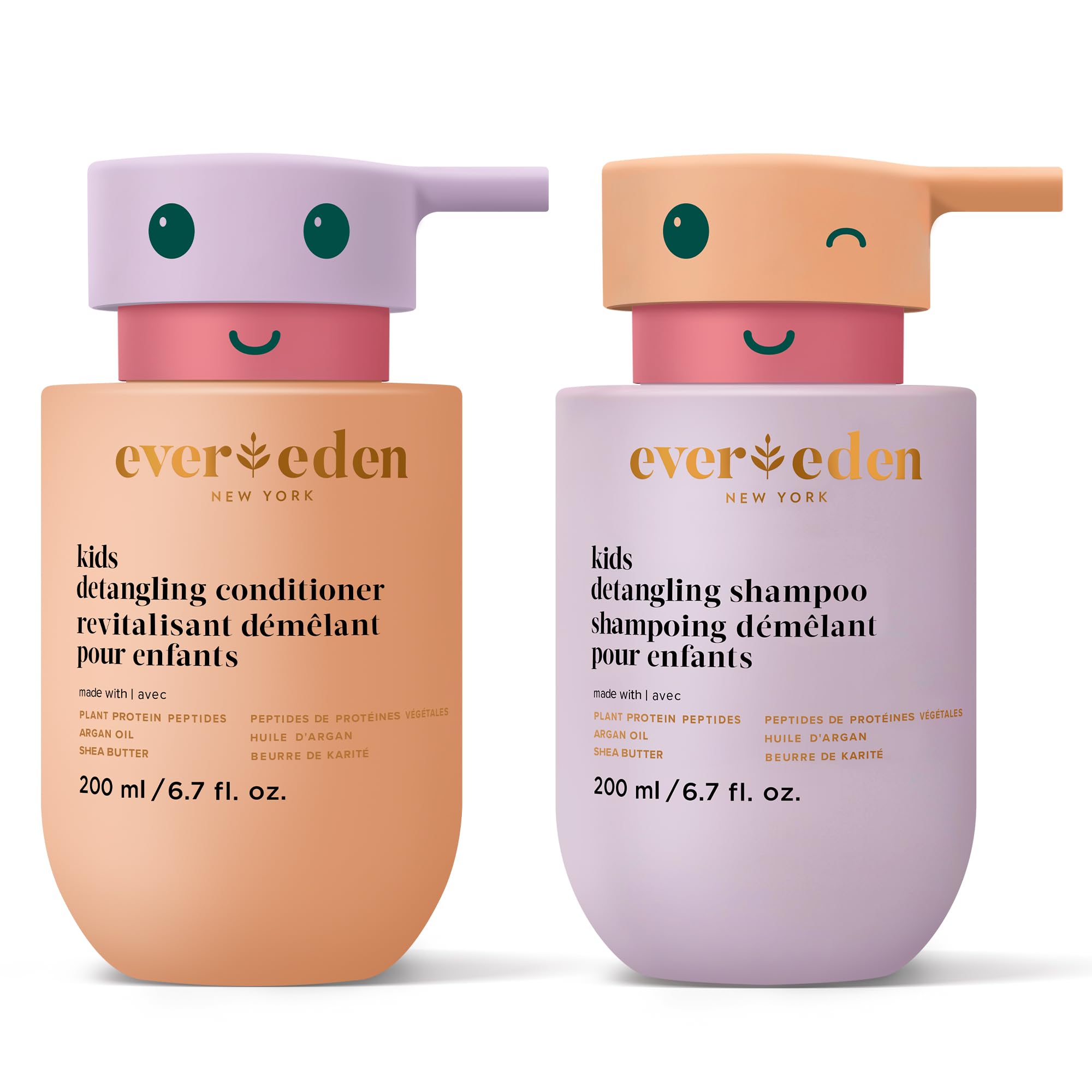 Evereden Kids Haircare Set: Hair Detangling Shampoo & Conditioner for Children Ages 3+, Plant Protein Peptides & Argan Oil, Vega