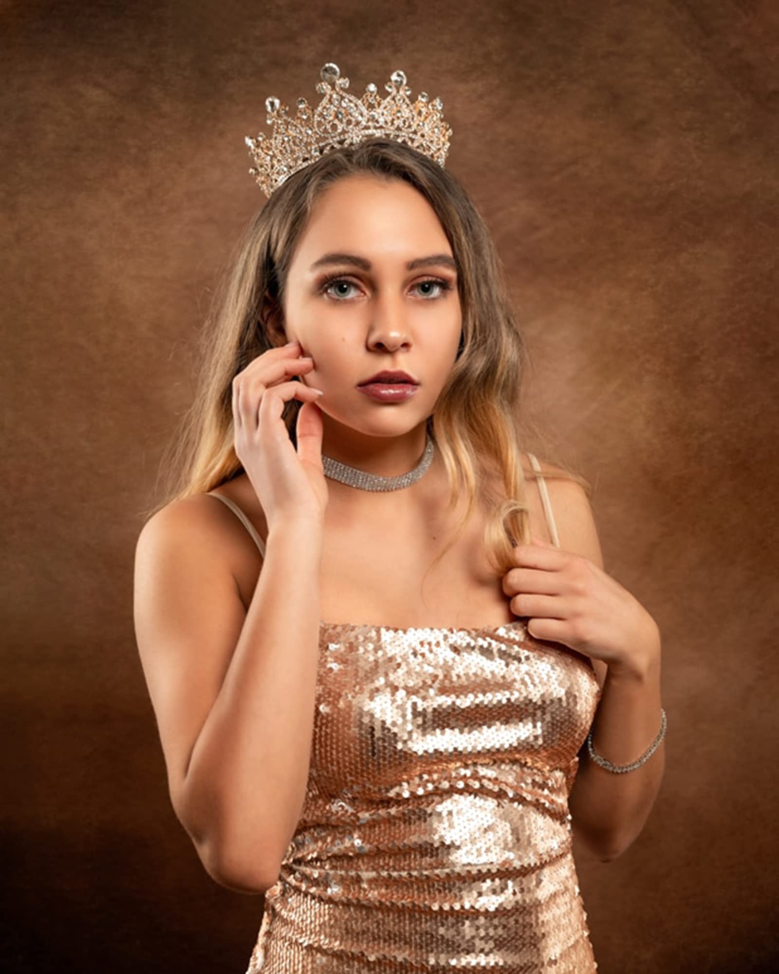 Cocide Rose Gold Crown For Women Crystal Queen Crowns And Tiaras Girls Full Round Wedding Headband Hair Accessories For Birthday