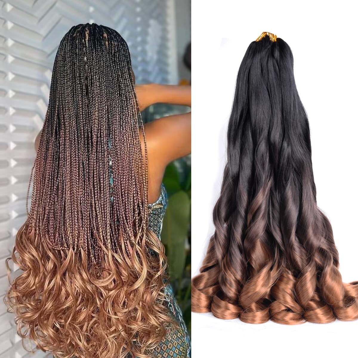 French Curl Braiding Hair 16 Inch Ombre Curly Braiding Hair Pre Stretched C16 75g/pack 8 Packs Synthetic Soft Braiding Hair Curl