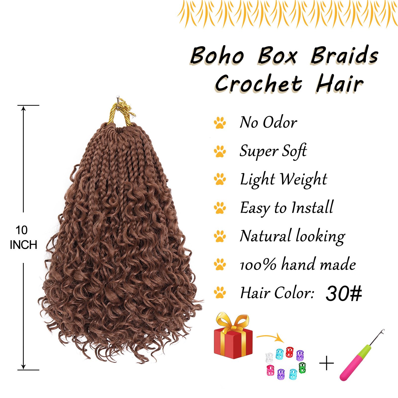 Boho Box Braids Crochet Hair For Women 10 Inch 7Packs Goddess Box Braids With Curly Ends 3X Short Bob Crochet Braids For Kids Br