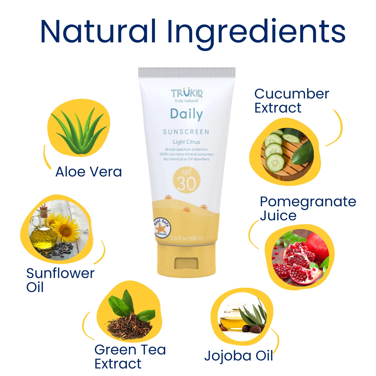 Trukid Daily Spf 30+ Sunscreen - Uva/Uvb Protection, Natural Ingredients, Fsa Eligible, Mineral Based Body & Face Sunscreen, Saf