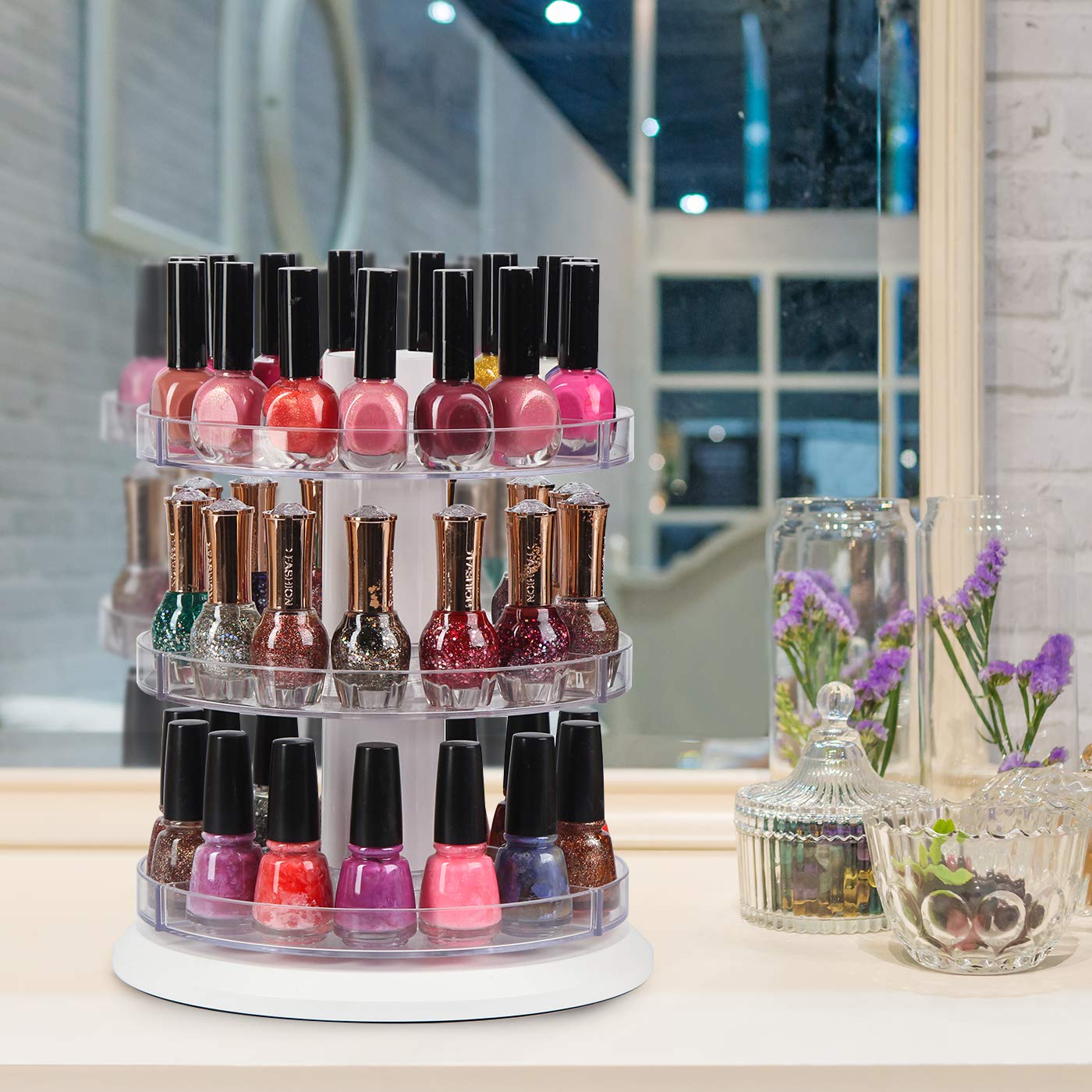 J JACKCUBE DESIGN Acrylic Nail Polish Display Stand, 3 Tier Storage Organizer, Holds 69-117 Bottles, 8.66x9.84 Inch, Model MK548B