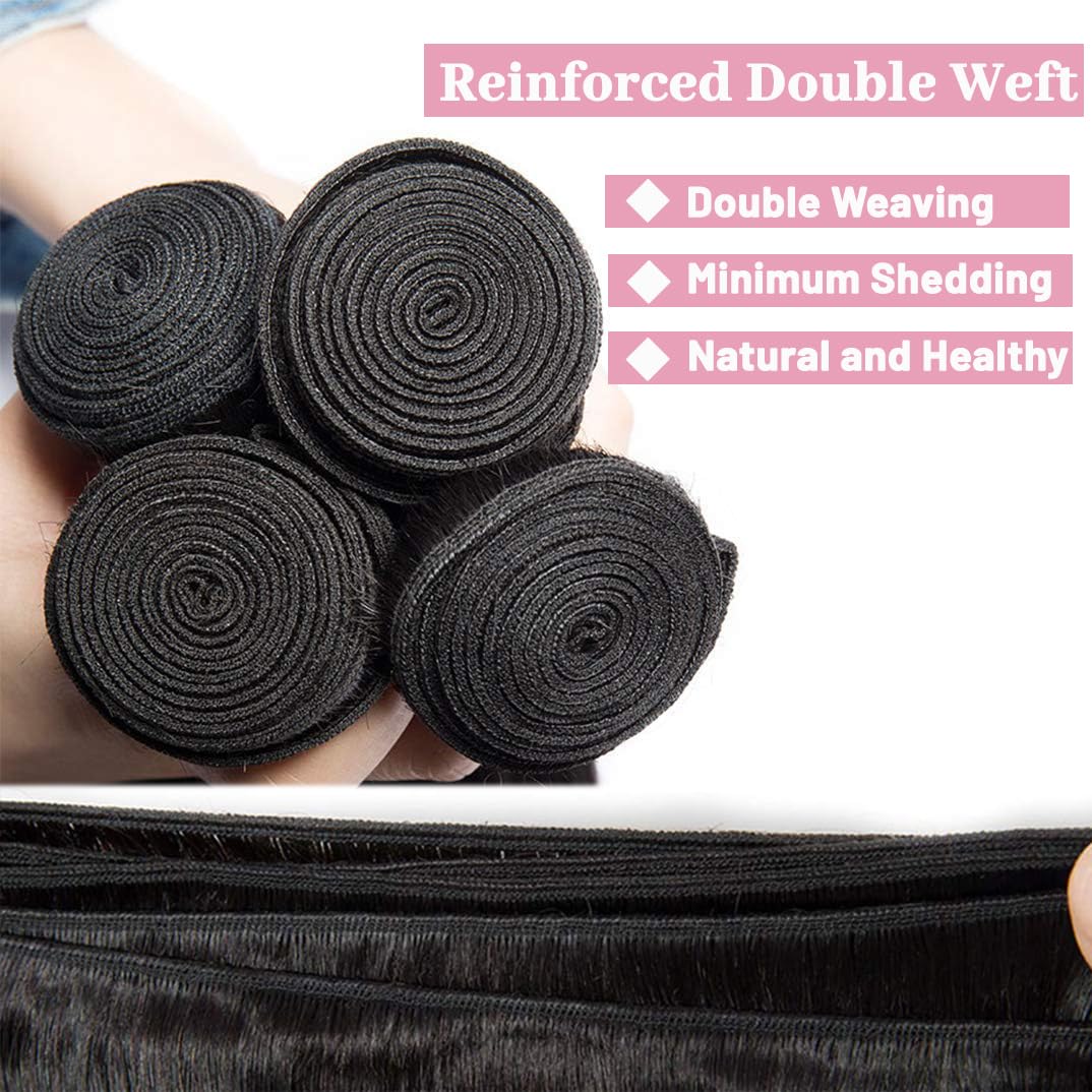 30 Inch Straight Human Hair Bundles 1 Bundles Human Hair Double Weft Weave Straight Hair Bundles 100% Unprocessed Straight Human