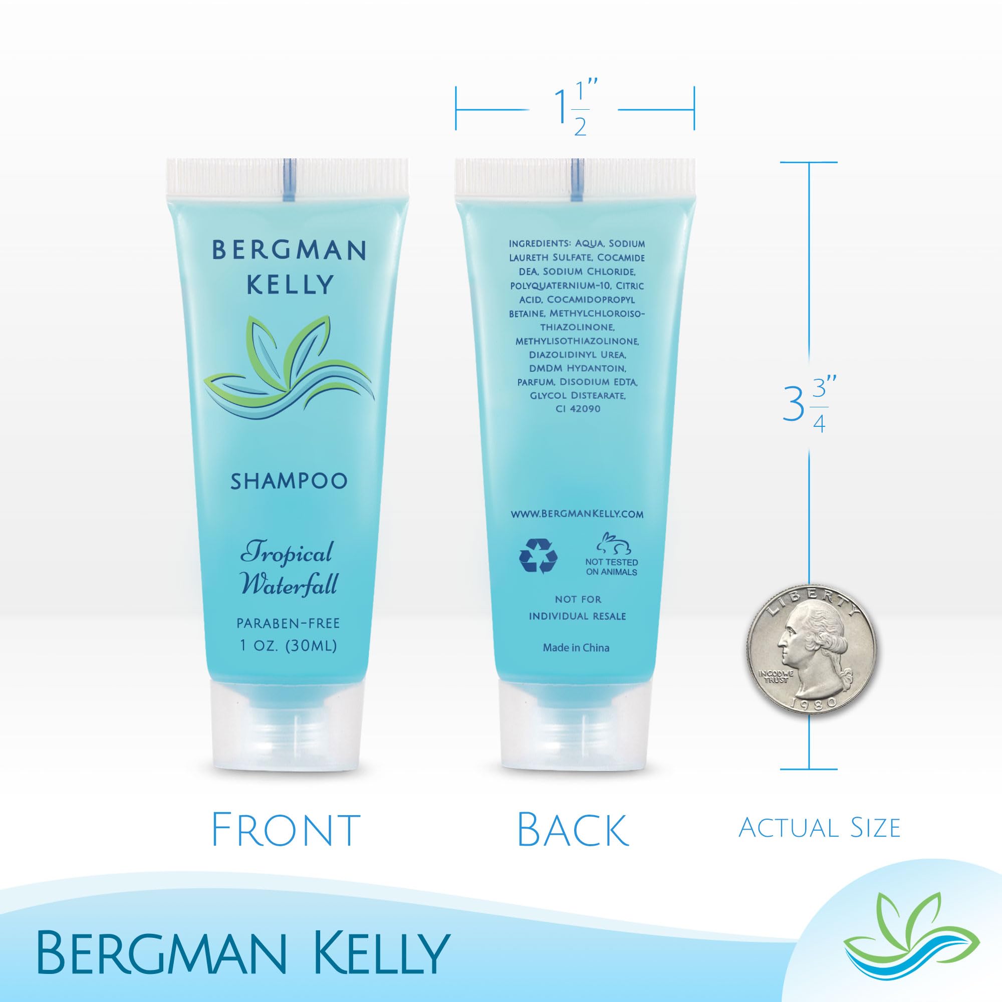 Bergman Kelly Round Hotel Soap Bars, Shampoo & Conditioner 3-Piece Set (1 Oz Each, 150 Pc Total, Tropical Waterfall), Delight Yo