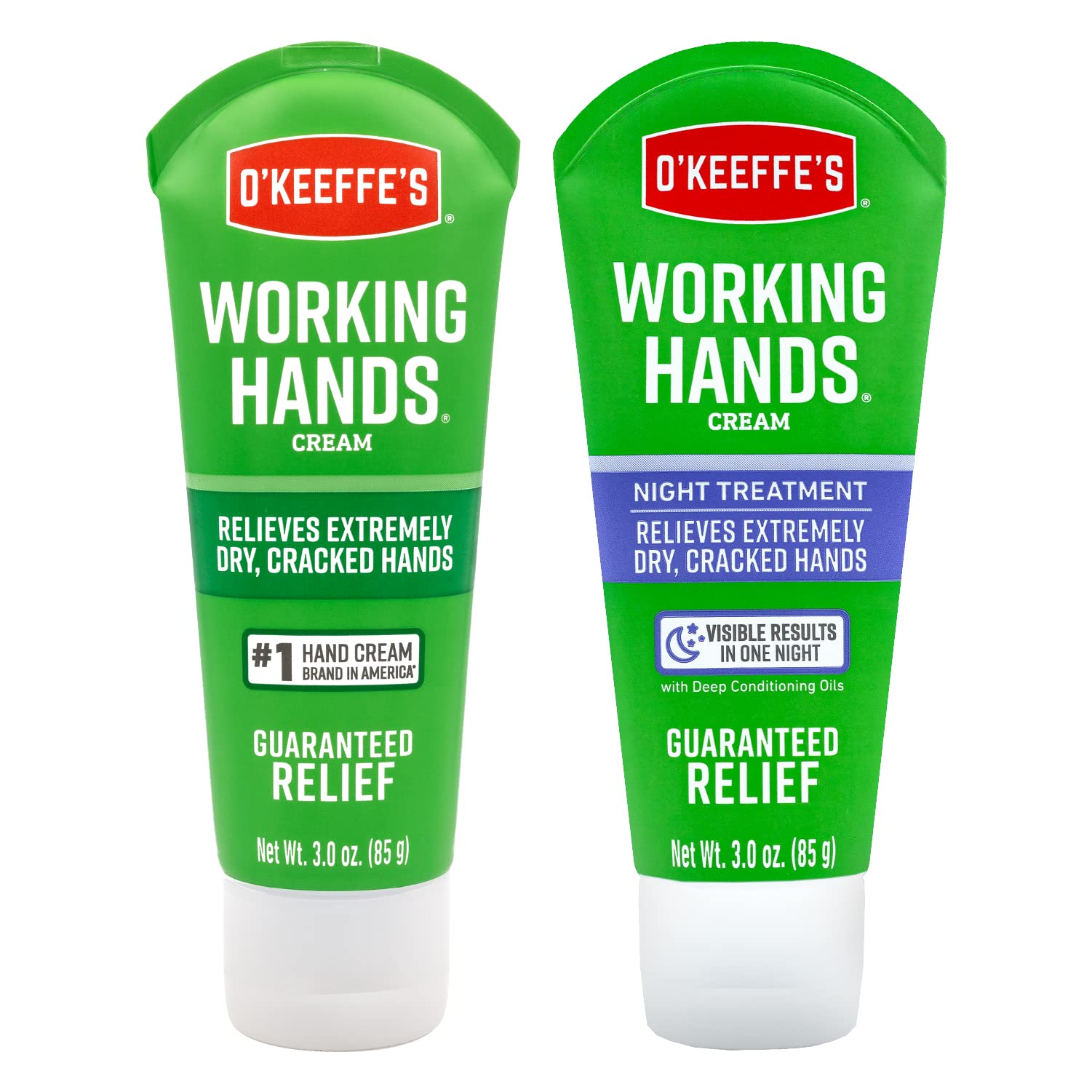 O'Keeffe'S Working Hands Hand Cream, 3 Oz Tube And Night Treatment Hand Cream, 3 Oz Tube
