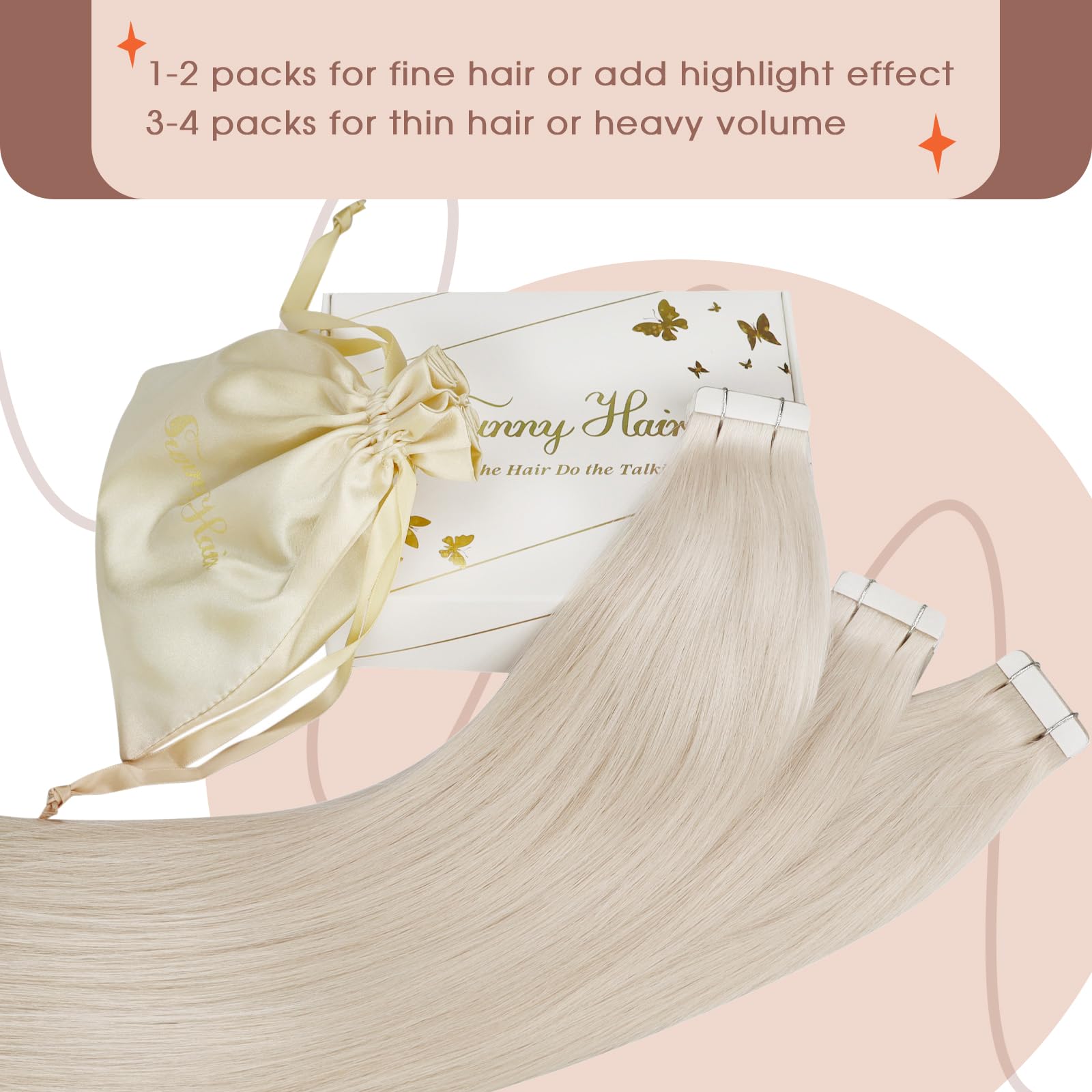 Sunny Hair Tape In Hair Extensions Blonde Human Hair Tape In Extensions Colorful Platinum Blonde Human Hair Extensions Tape Ins