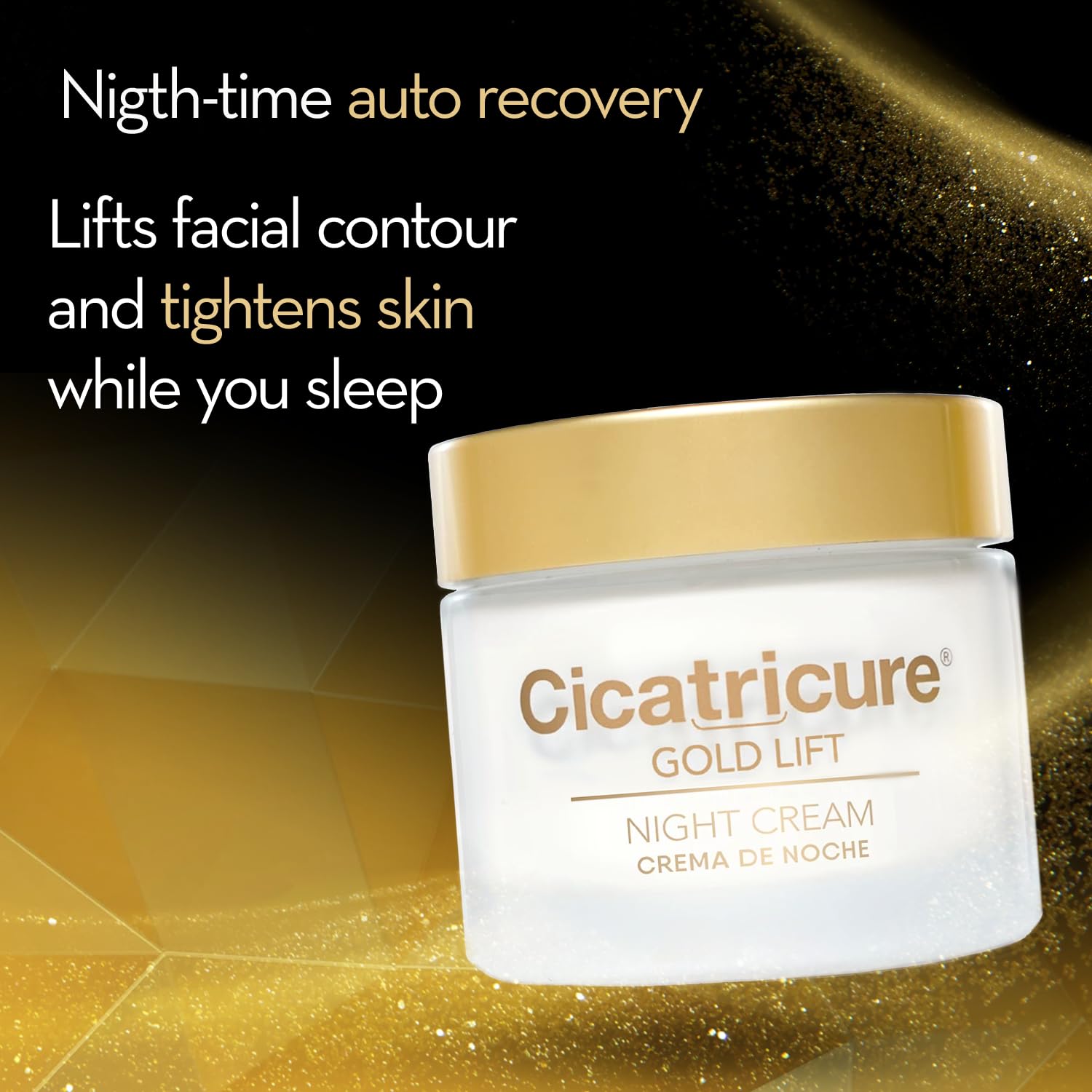 Cicatricure Gold Lift Night Cream, Anti Aging Facial Moisturizer, Hydrating Skin Care With Gold, Calcium & Silicon To Lift And T