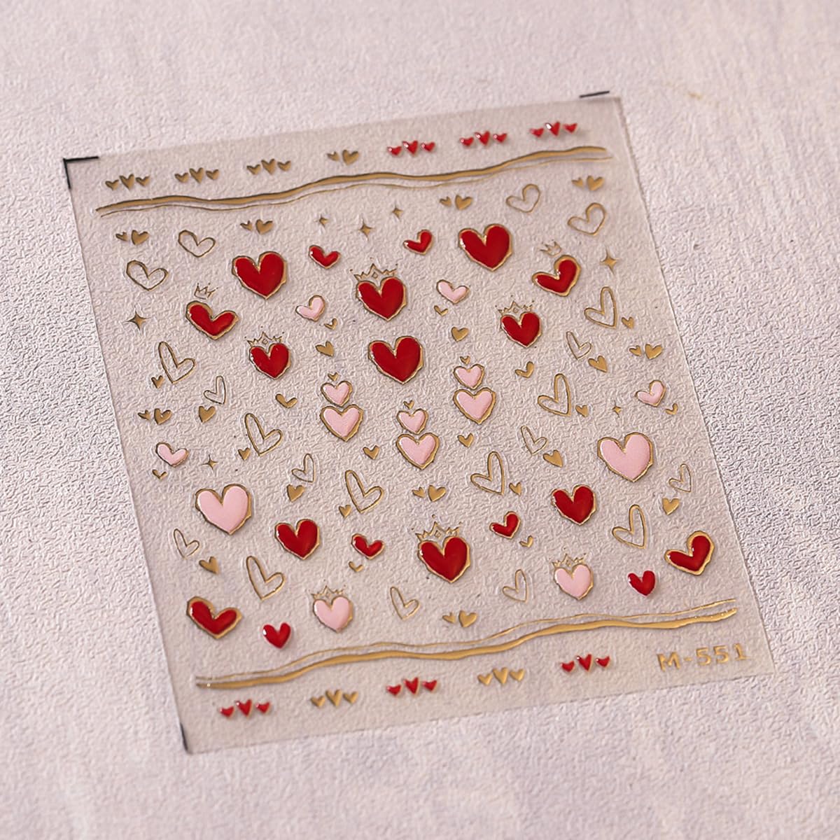 Heart Nail Art Stickers Valentines Day Heart Nail Stickers For Nail Art 1Pcs 5D Embossed Pink Red Golden Empty Heart Nail Decals
