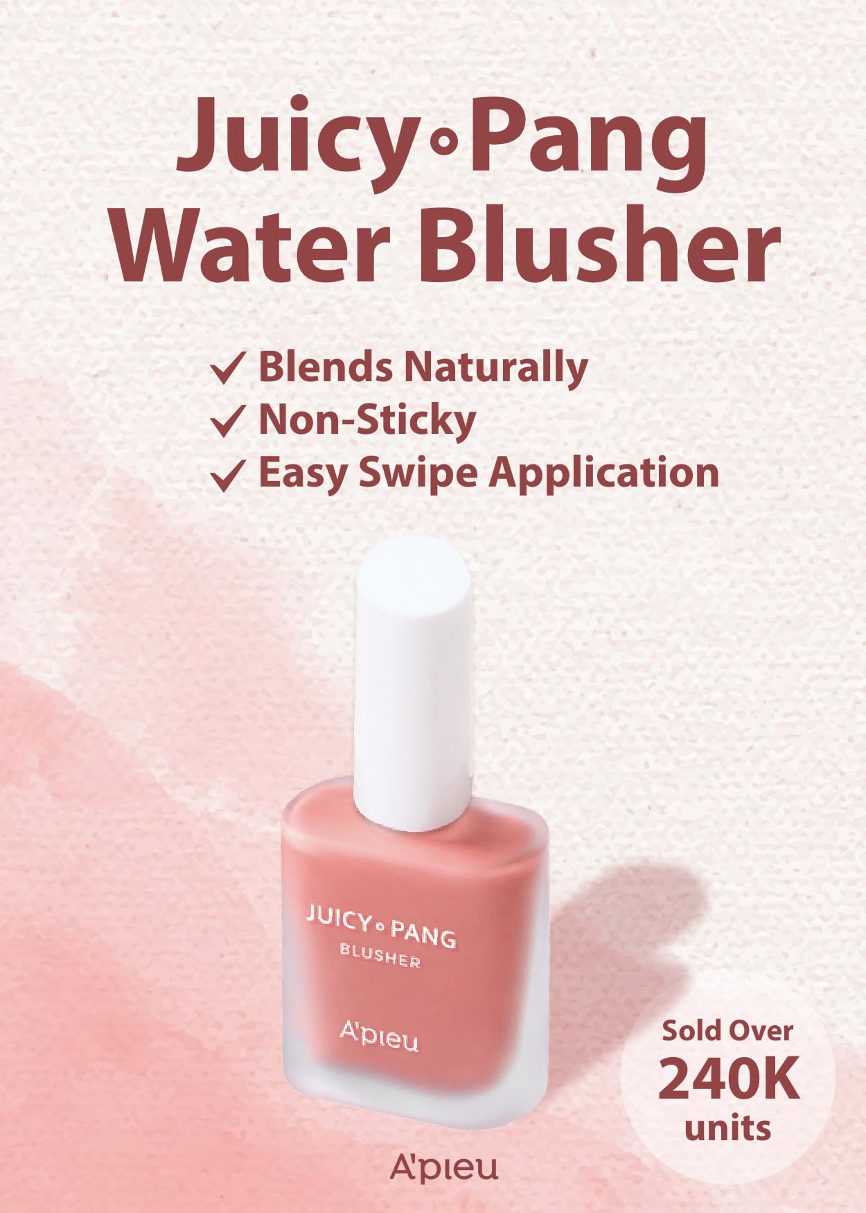 A'PIEU Juicy-Pang Water Blusher [PK03] (0.31 fl oz) - Dewy-Liquid Cheek Color with Fruity Tint and Soft Blendable Texture. Fruit