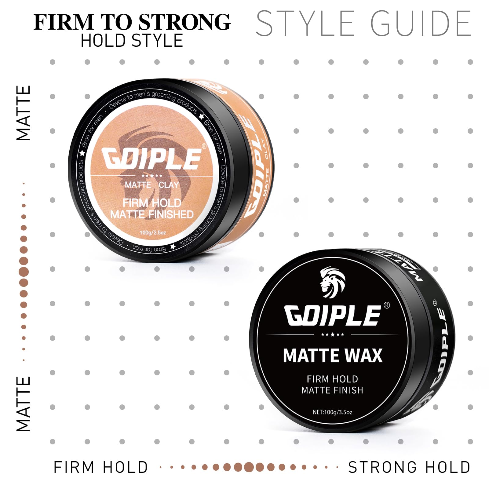 Hair Matte Wax For Men Firm & Strong Hold Matte Finish- Premium Water Based All Day Hold Hair Styling Clay- Hair Pomade Mens Sty