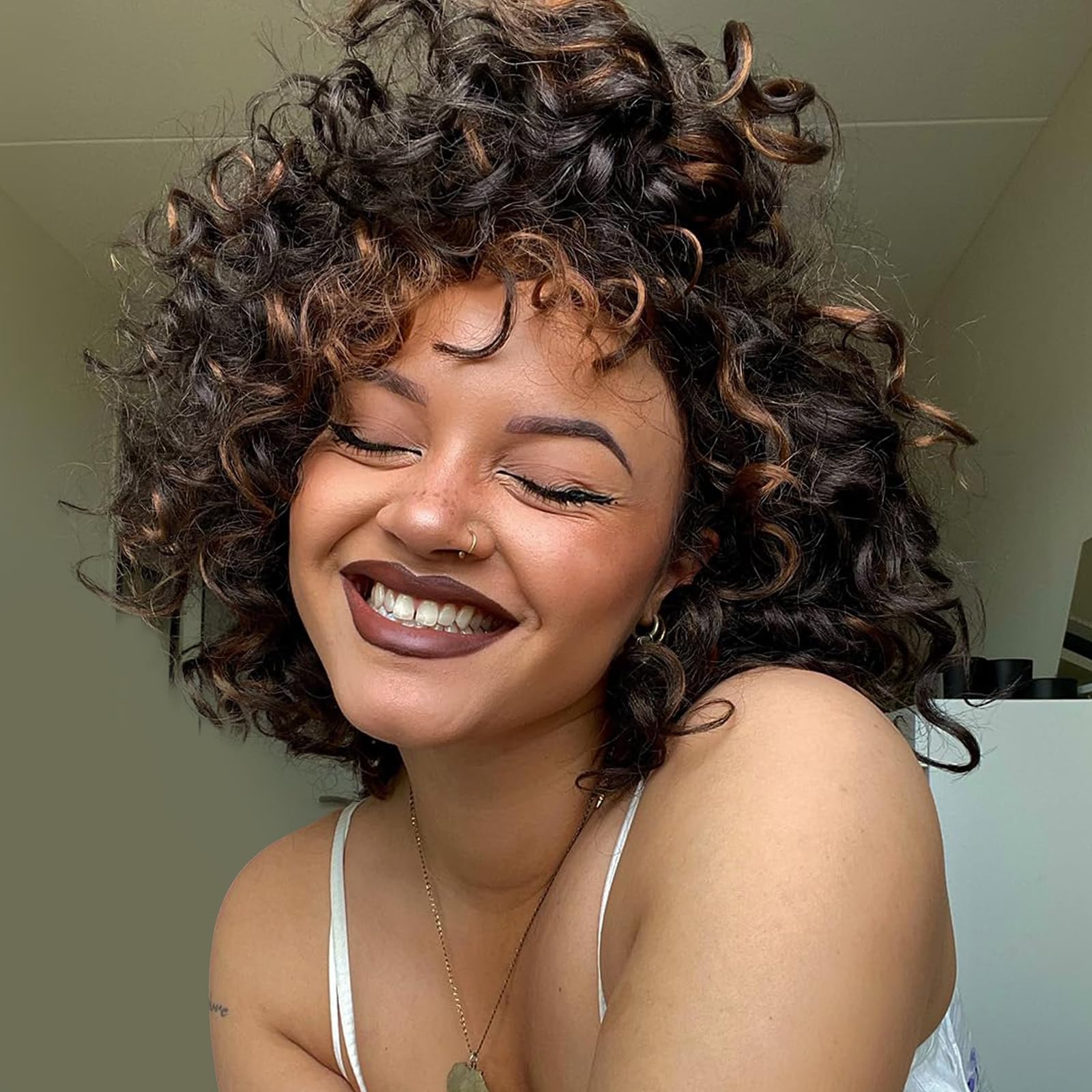 Toyotress Beach Curl Crochet Hair - 10 Inch 8 Packs Ombre Brown Ocean Wave Crochet Hair, Short Curly Water Wave Deep Twist Synth