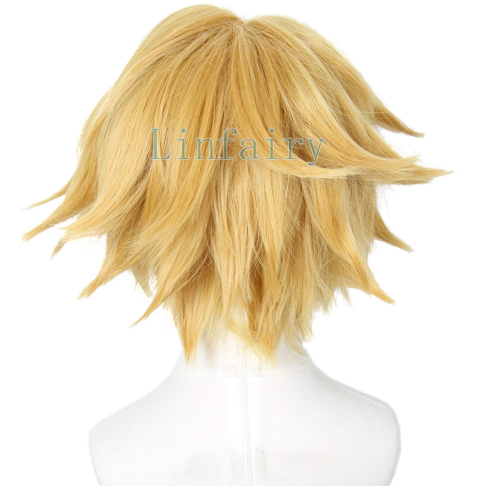Linfairy Short Blonde Cosplay Wig Halloween Costume Cat Wig For Men