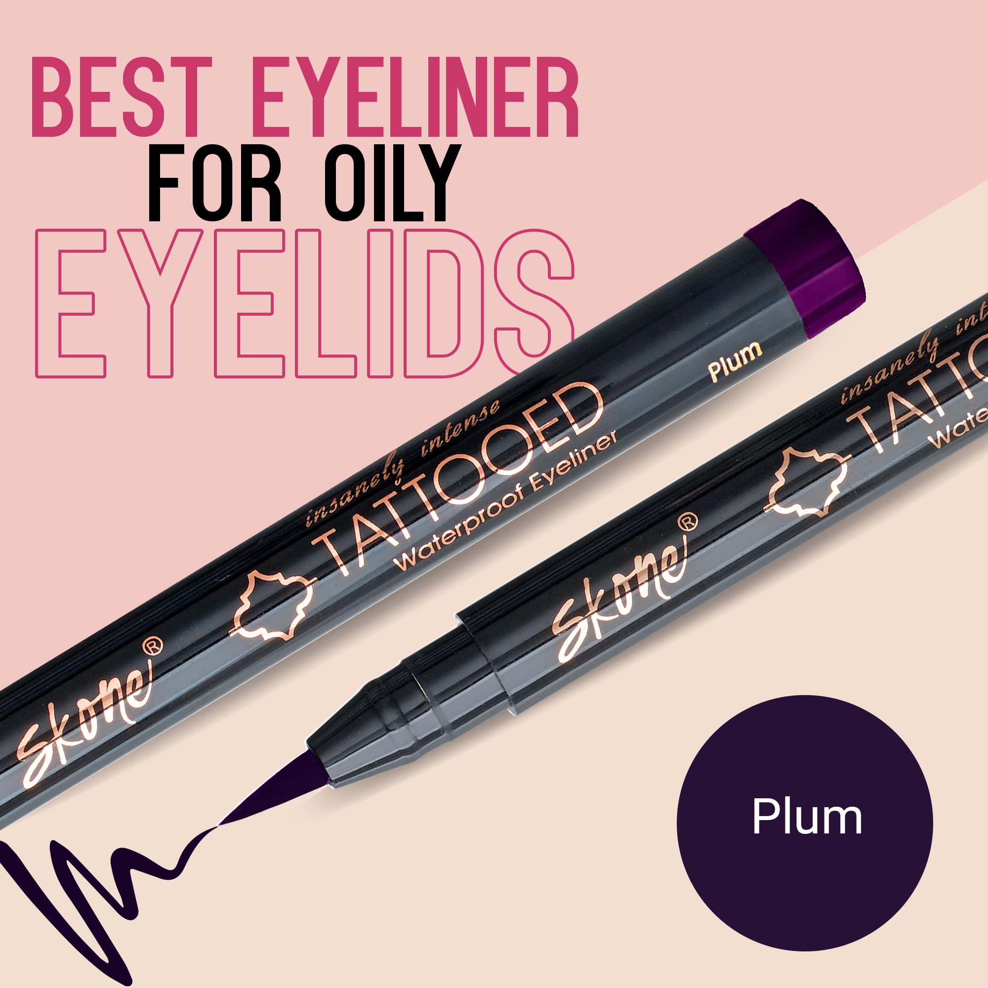 Skone Waterproof Liquid Eyeliner - Long Lasting & Smudge Proof - Insanely Intense Tattooed Eyeliner Pen With Felt Tip Applicator