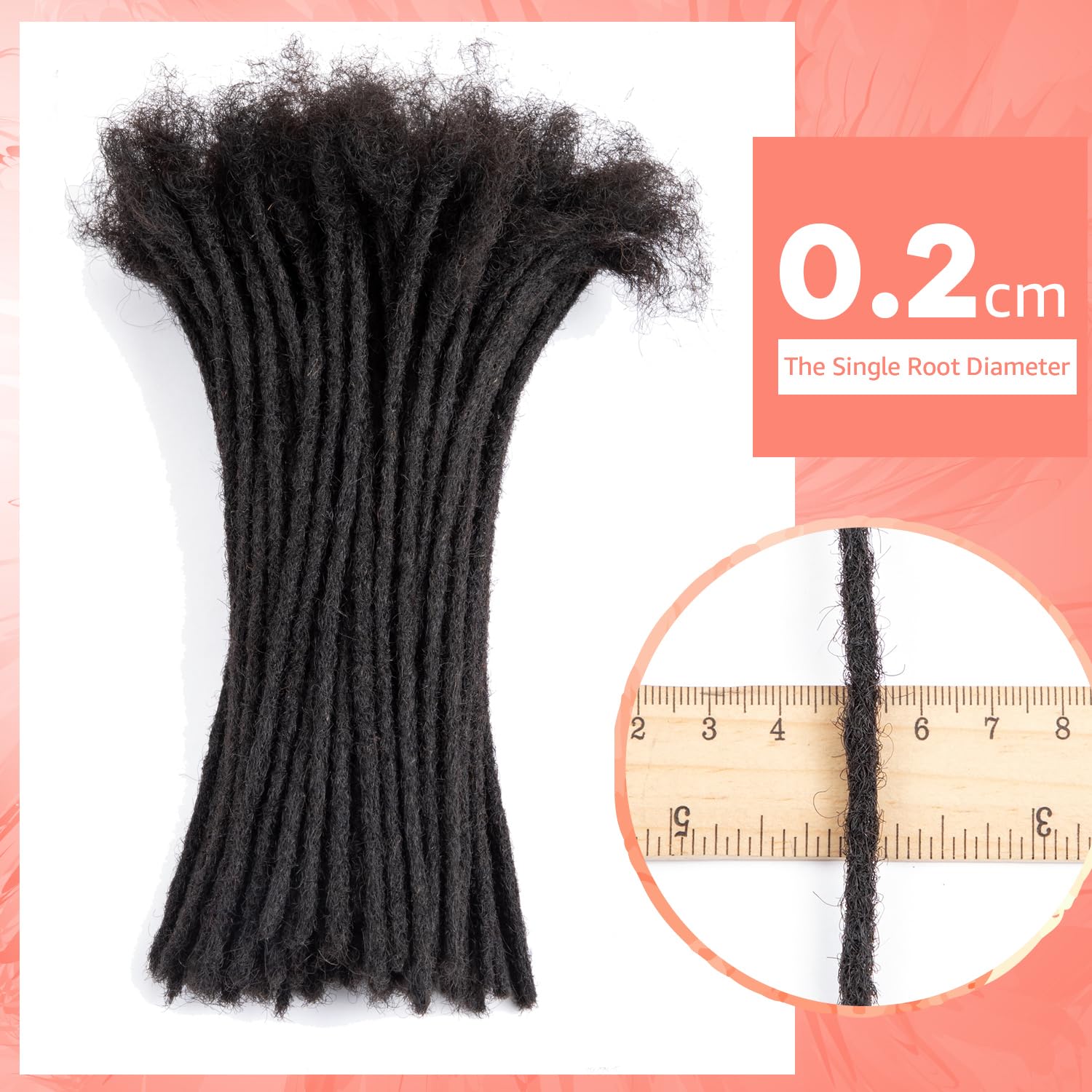 Teresa 10 Inch 0.4Cm Width Loc Extension Human Hair Natural Black 60 Strands Full Hand-Made Permanent Locs Extensions Can Be Dye