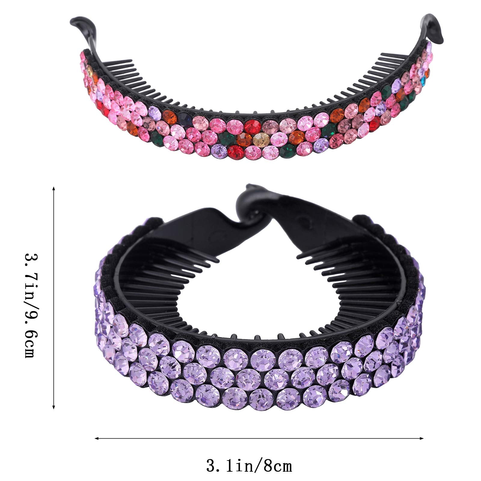 Rhinestone Hair Clip for Women - 5Pack Half-balloon Nest Expanding Hairpin Girls Hair Claws Hair Bun Holders Accessories (mixed