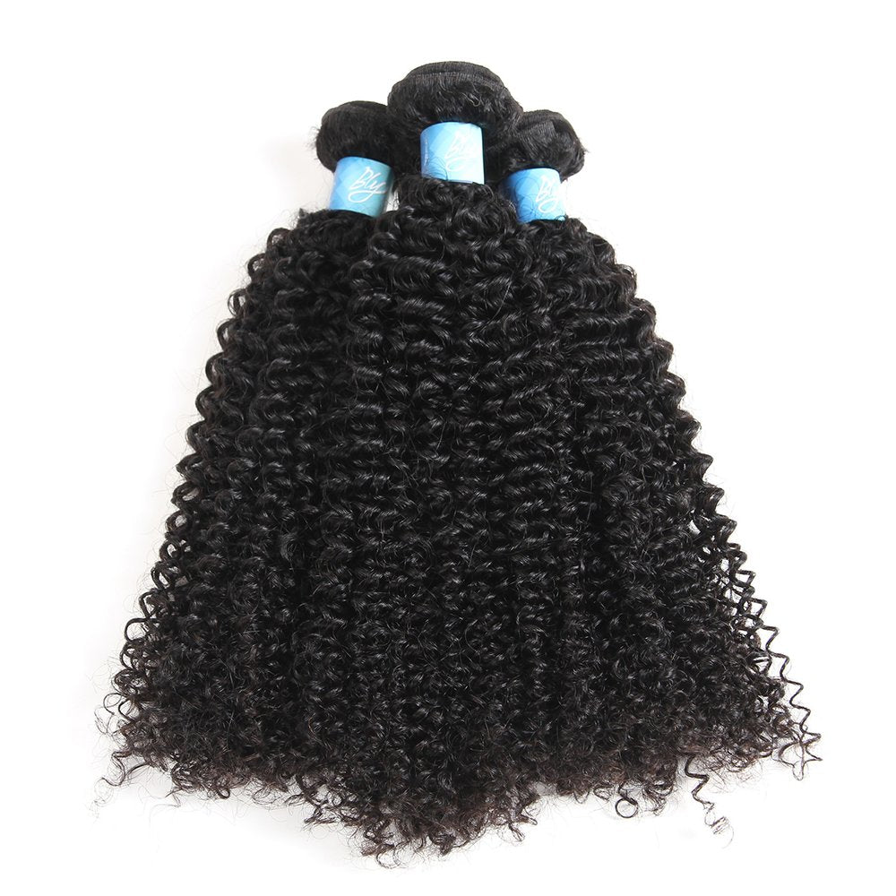 Bly 7A Mongolian Afro Kinky Curly Human Hair 3 Bundles Unprocessed Hair Weave Weft Big Hair For African American Women Natural C