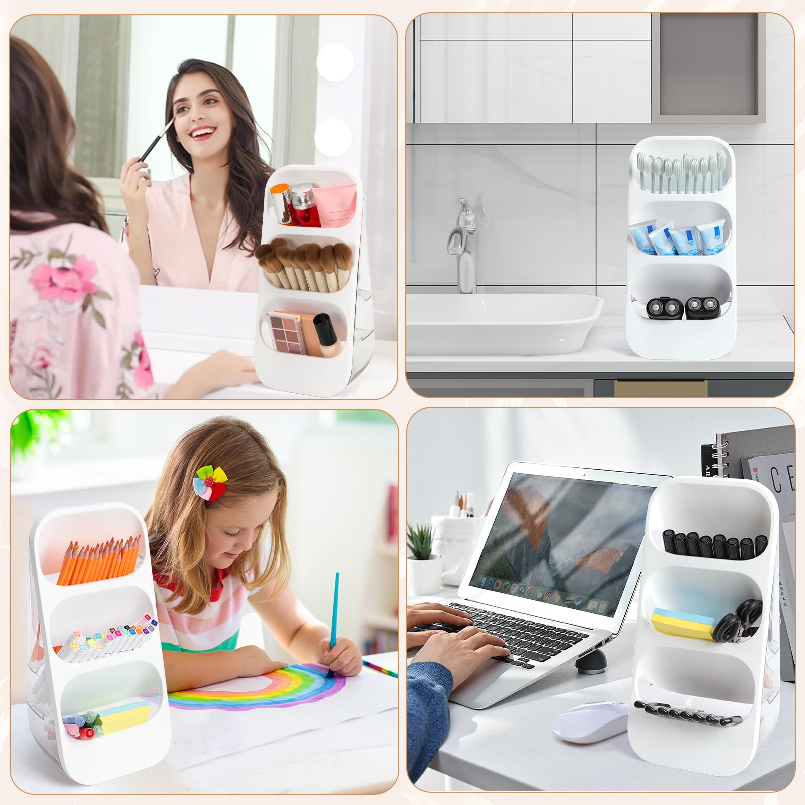 EXIN DECHEN Makeup Brush Holder Organizer,Tiered Makeup Brush Organizer for Vanity Countertop,Toothbrush Holders,Bathroom Counte