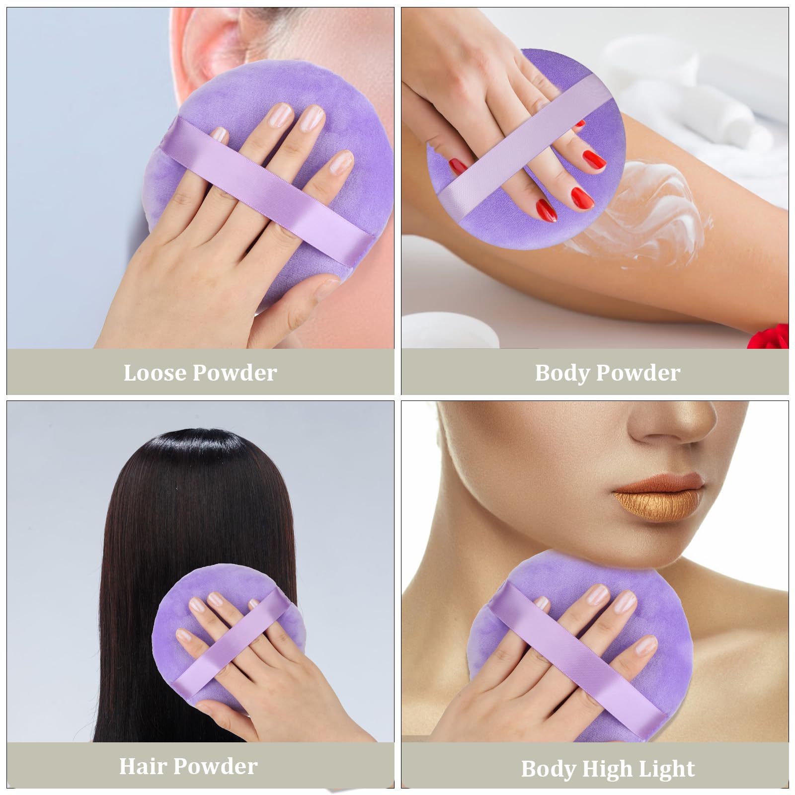 Large Size Powder Puff, 5 Inches Ultra Soft Velour Setting Powder Puffs Washable Round Makeup Sponge Applicator For Face Cleanin
