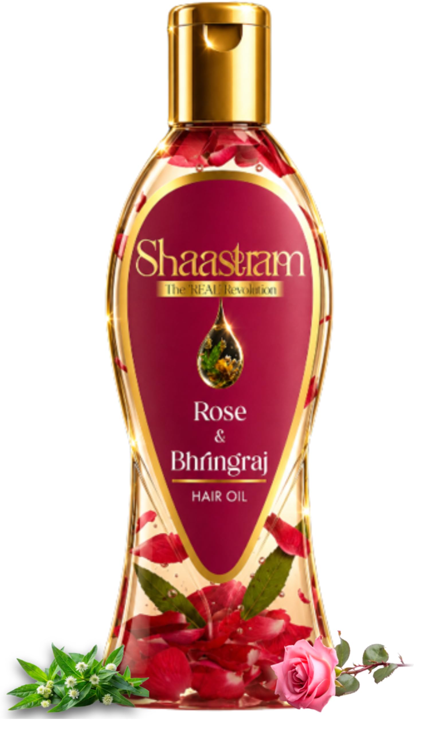 Shaastram Rose & Bhringraj Prevents Premature Greying | Herbal Hair Oil (Works Like A Serum) For Men & Women | Maintains Natural