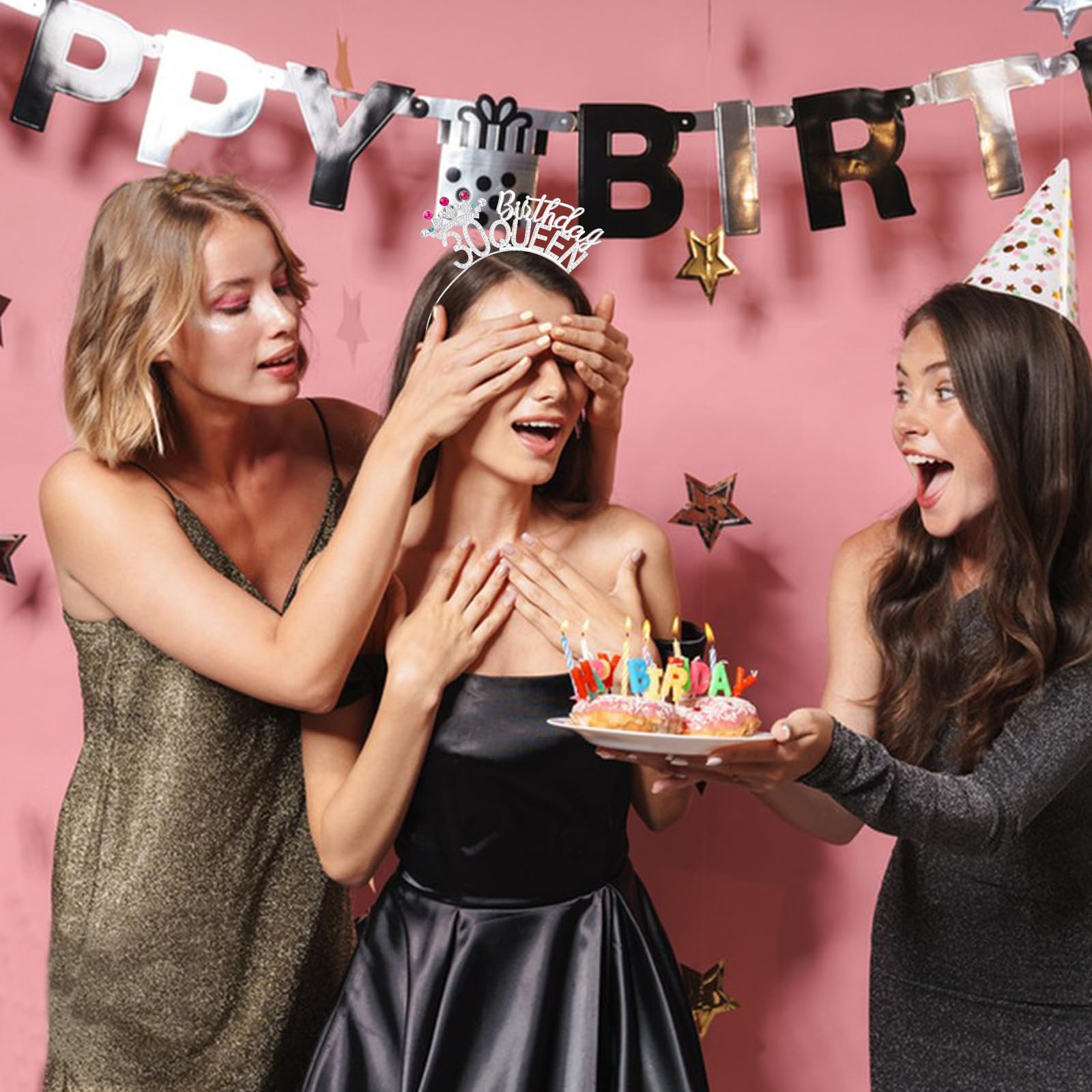 VELSCRUN 30th Birthday Decorations for Her 30th Birthday Queen Headband Birthday Queen Tiaras Crowns for Women Happy Birthday Qu