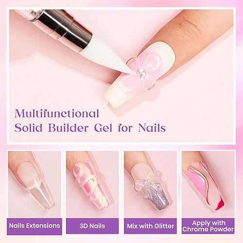 Mizhse Solid Builder Gel For Nails, 60G Large Capacity Clear Hard Gel For Nails 3D Sculpting Gel Non-Sticky Hand Carving Gel Uv