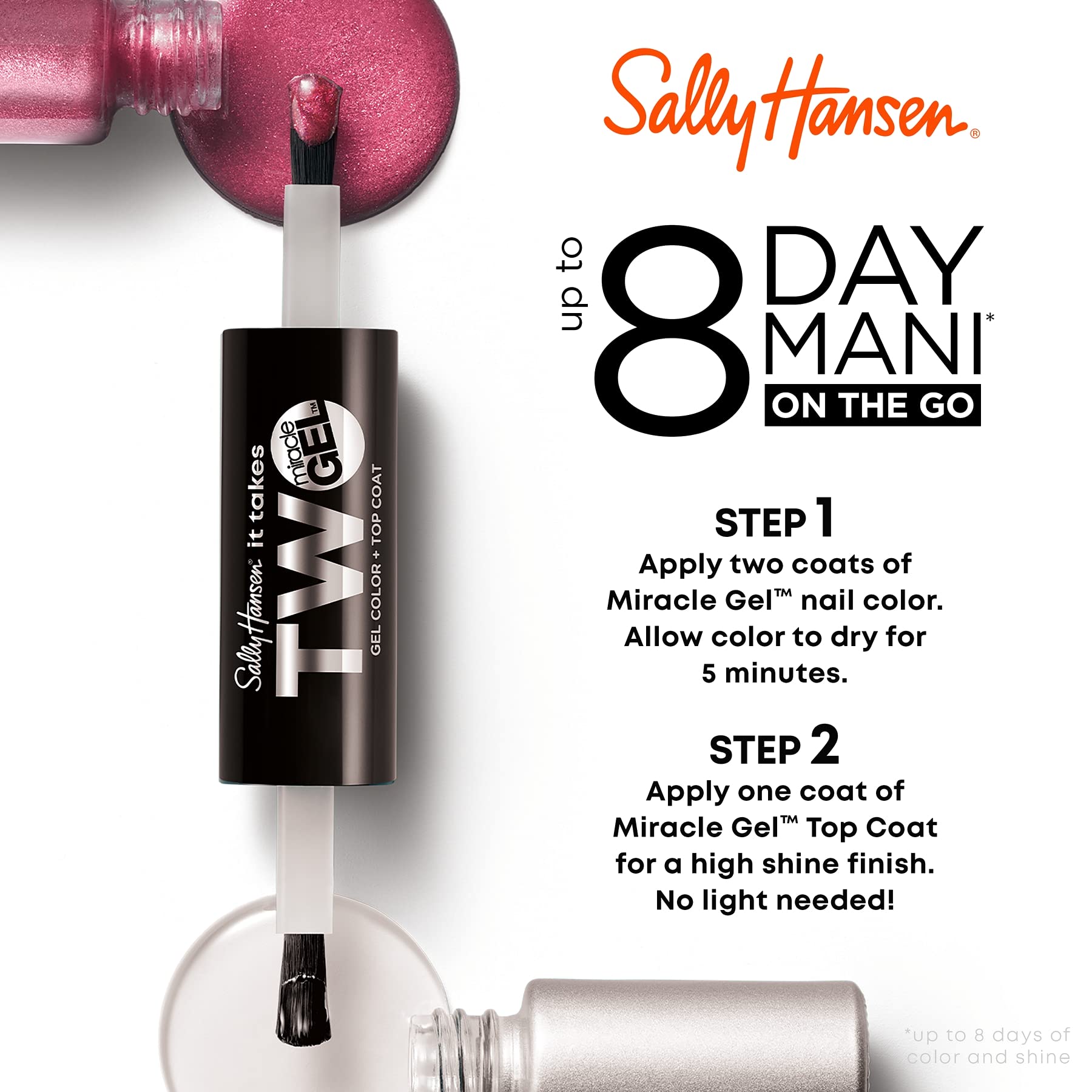 Sally Hansen Miracle Gel It Takes Two Rain Glow, 2 X .12 Fl Oz