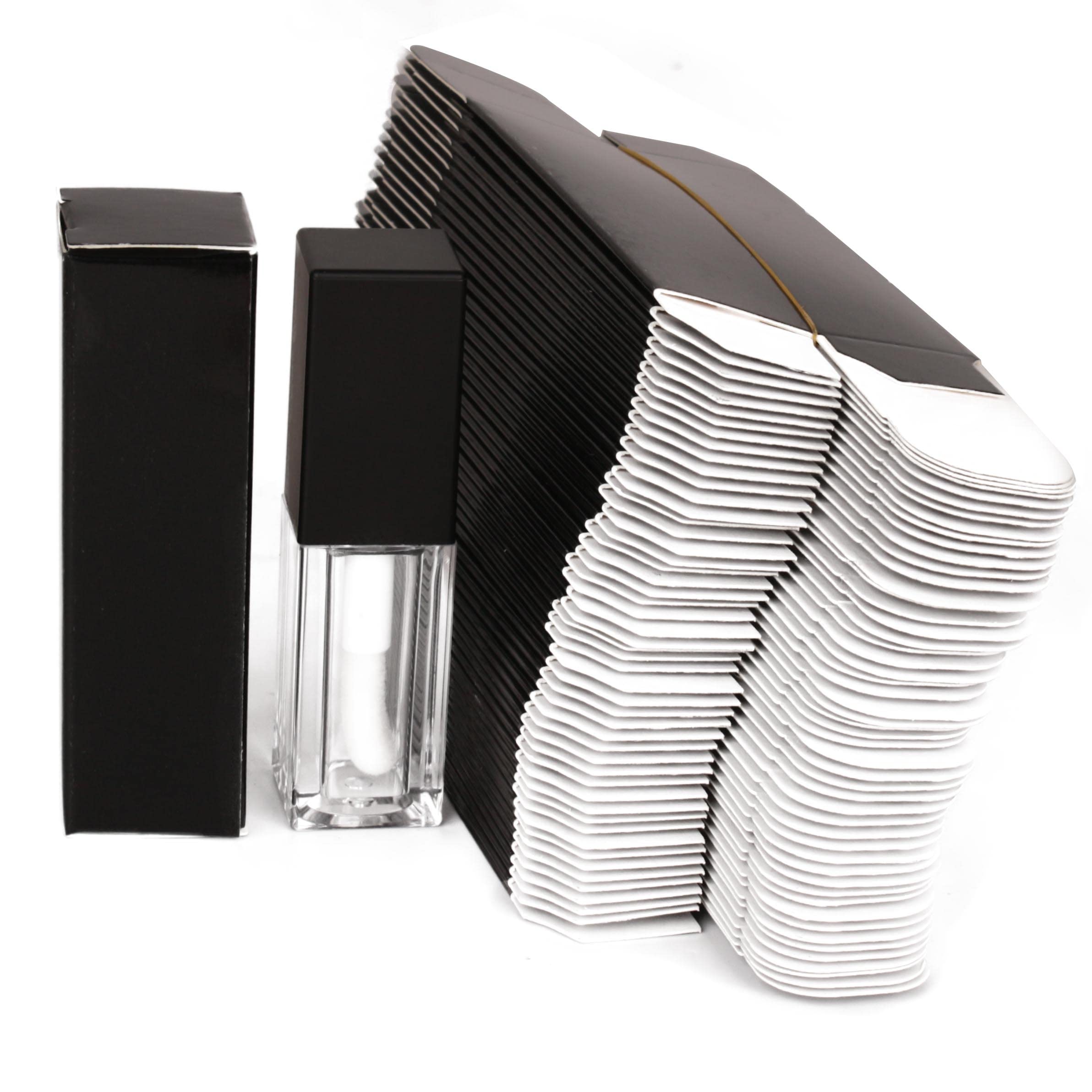 COSIDEA 25pcs 25 * 25 * 86mm Craft paper box for lip gloss 350gms lipstick packing box for lipgloss tubes(Black paper box 25pcs)