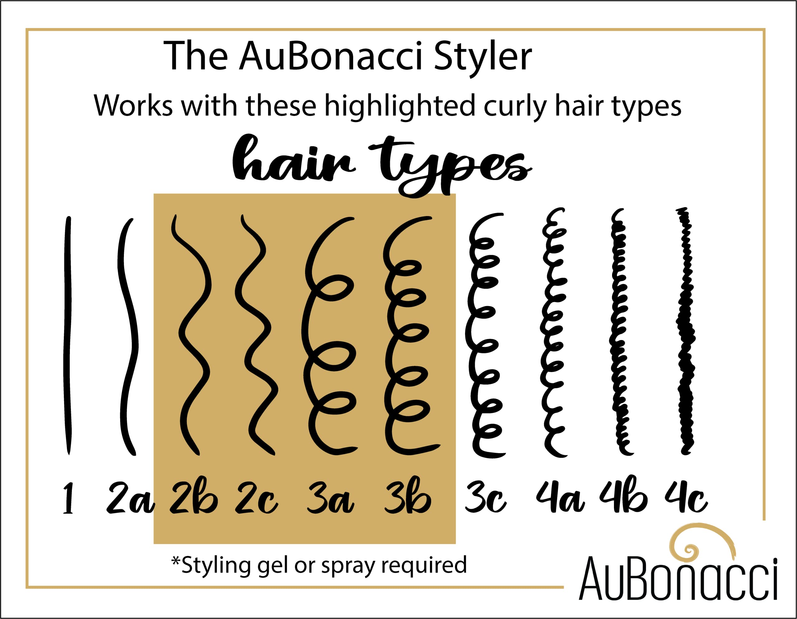 CURLYLIFE AuBonacci Styler for Curly Hair - Adds Volume & Direction, 1 Count, Black Handle with Gold Pins