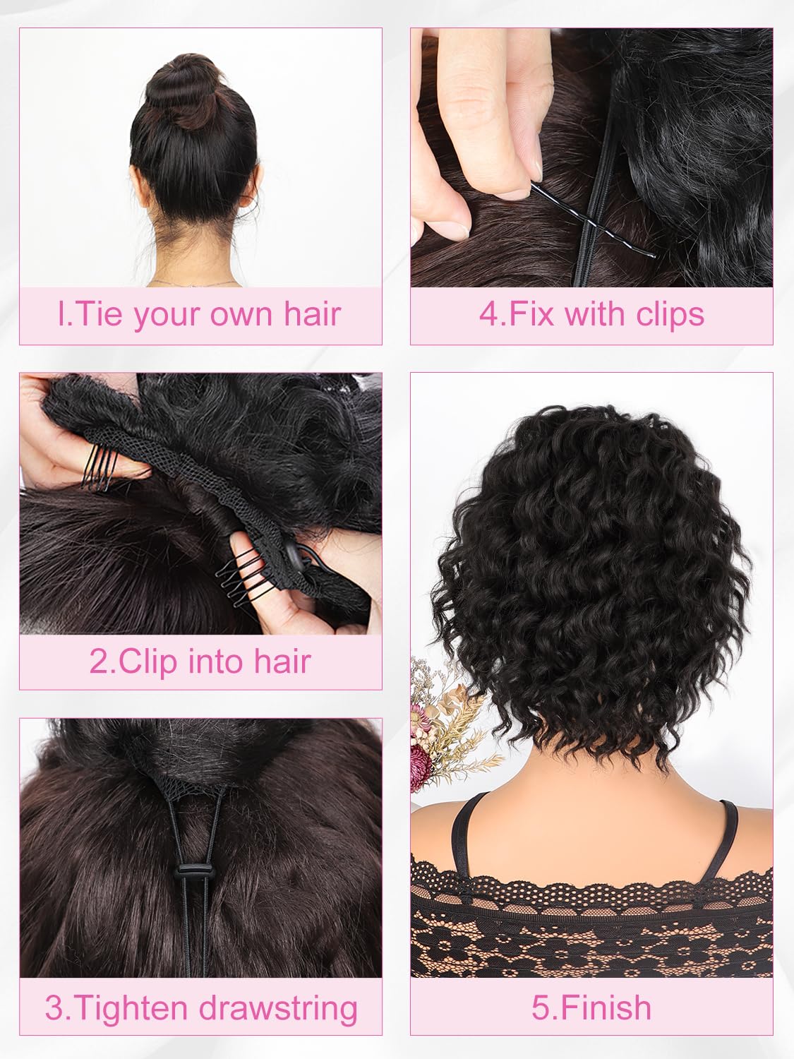 Alxnan Wavy Curly Ponytail Extension, 26 Inch Black Brown Drawstring Ponytail For Black Women Short Soft Natural Synthetic Hairp