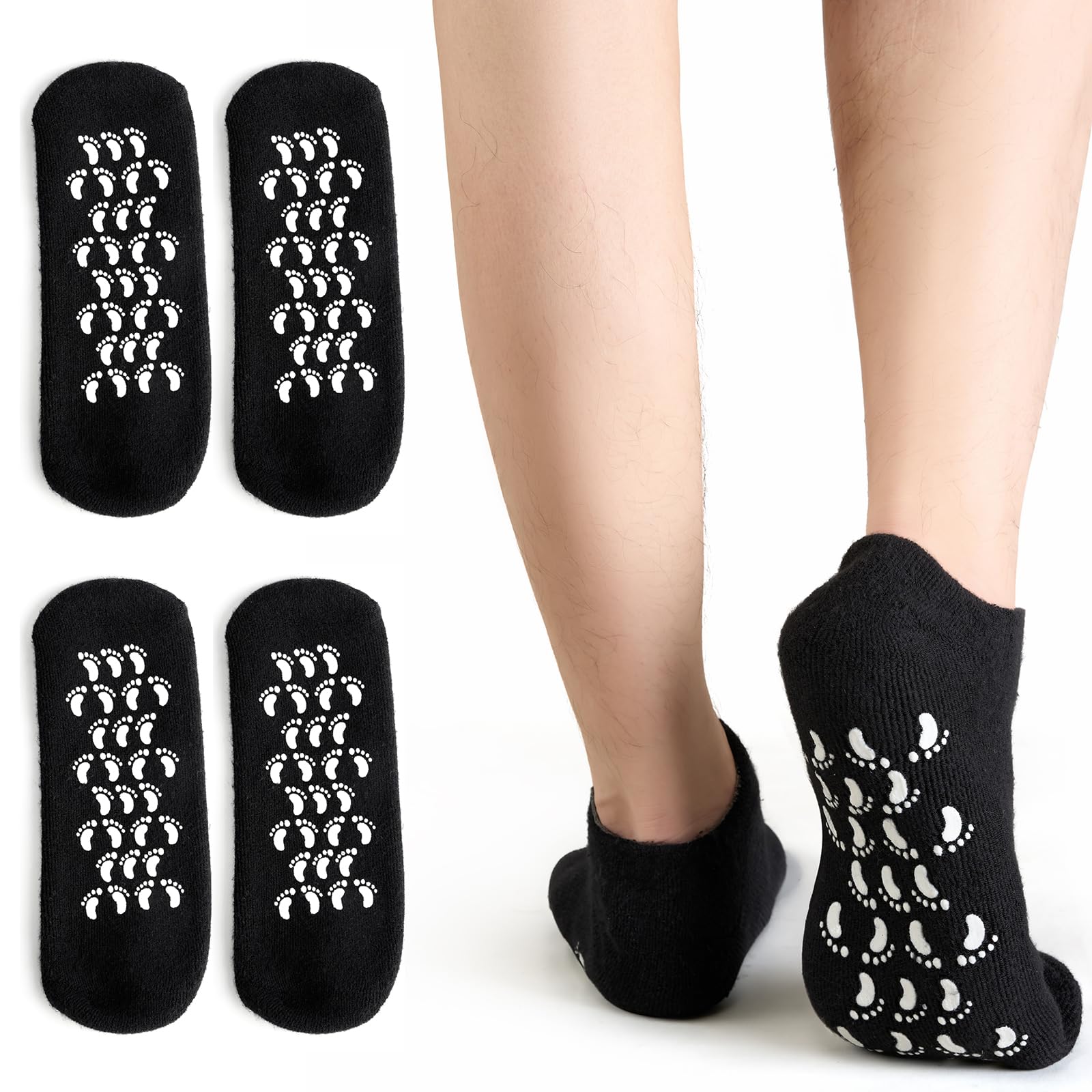 MoyRetty 2 Pairs Moisturizing Silicone Socks for Men - Large Size, Black, Ultimate Aloe-Infused Gel for Home Use - Say Goodbye t